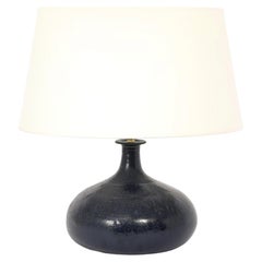 Deep Blue Ceramic Table Lamp, France 1960's