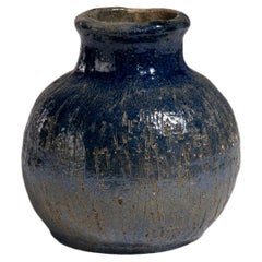 Deep Blue Ceramic Vase, Belgian Studio Pottery, 1960s Vintage Design