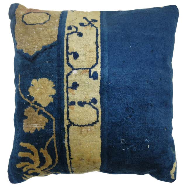 Blue Chinese Antique Pictorial Bird Rug at 1stDibs