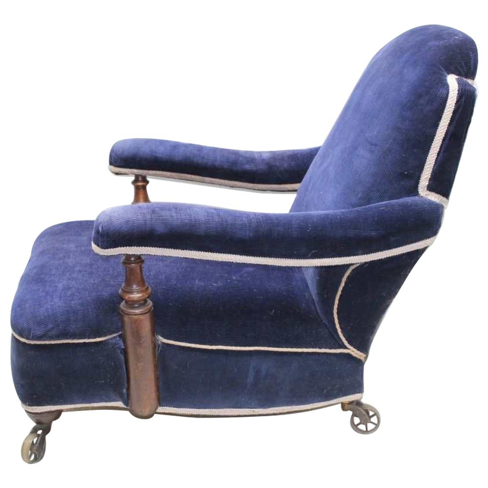 Deep Blue Club Chair For Sale