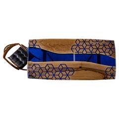 Deep Blue Epoxy Resin River Custom Wood Dining Table