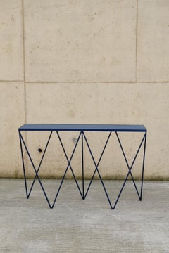 Deep Blue Giraffe Console Table with Linseed Linoleum Table Top