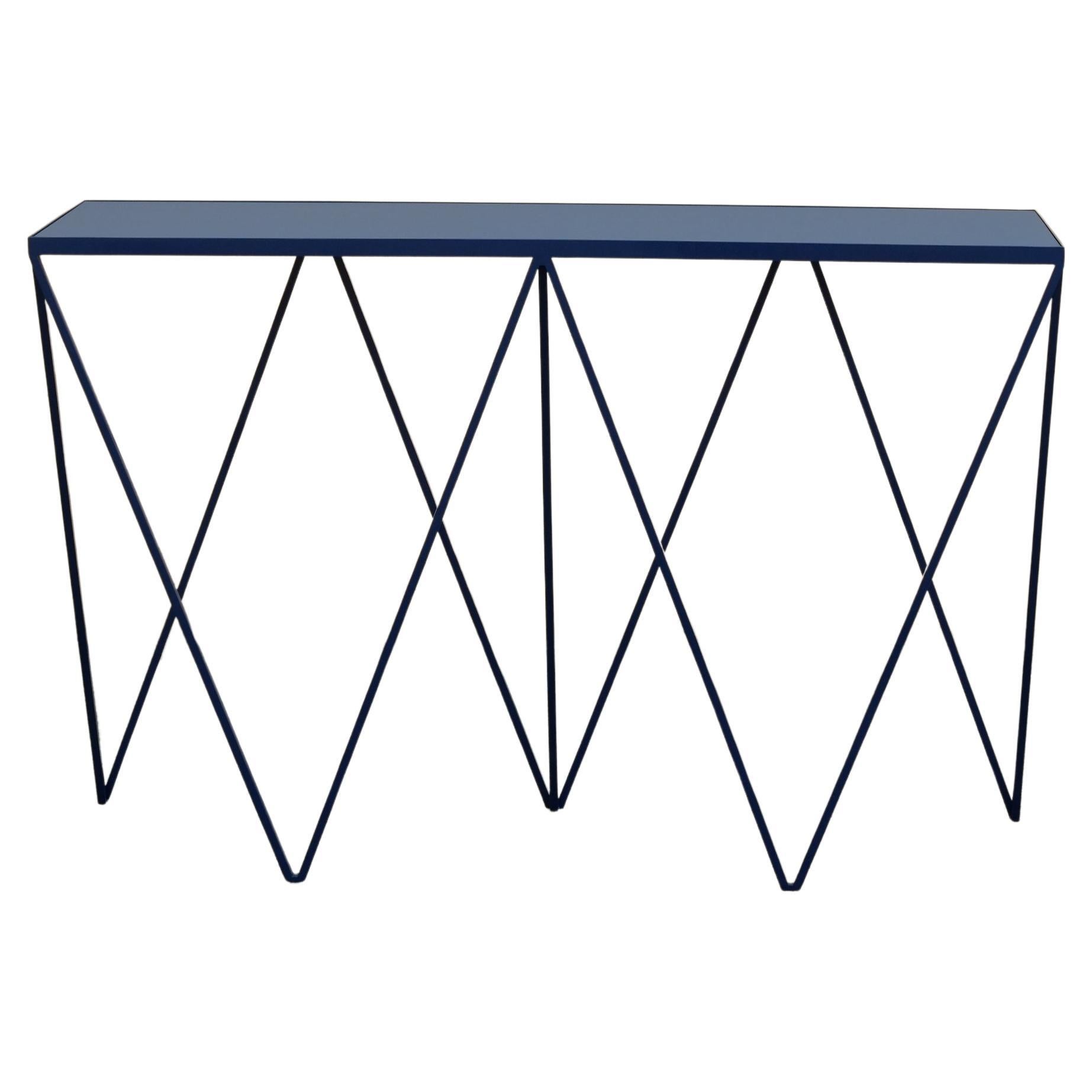 Deep Blue Giraffe Console Table with Linseed Linoleum Table Top