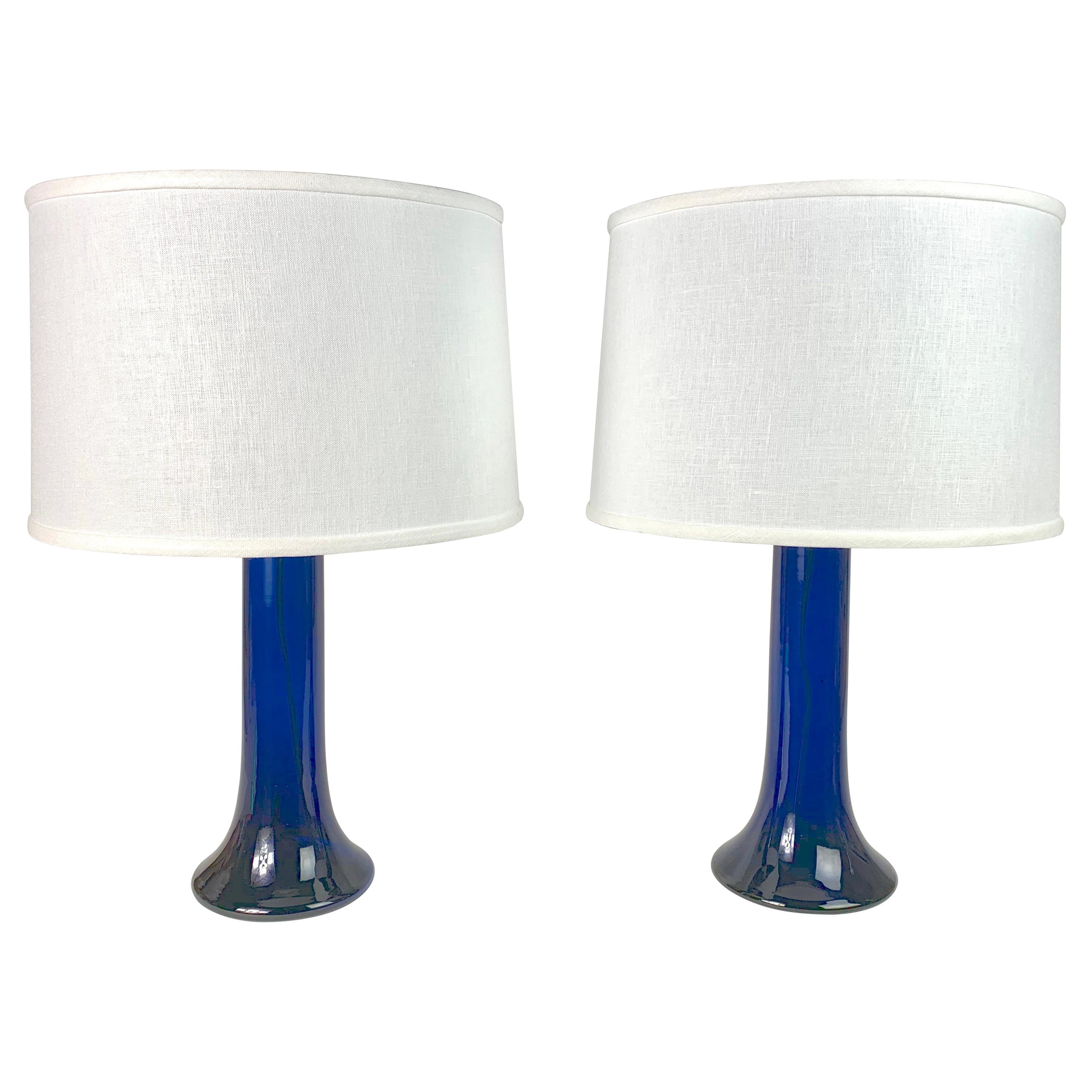 navy glass lamps