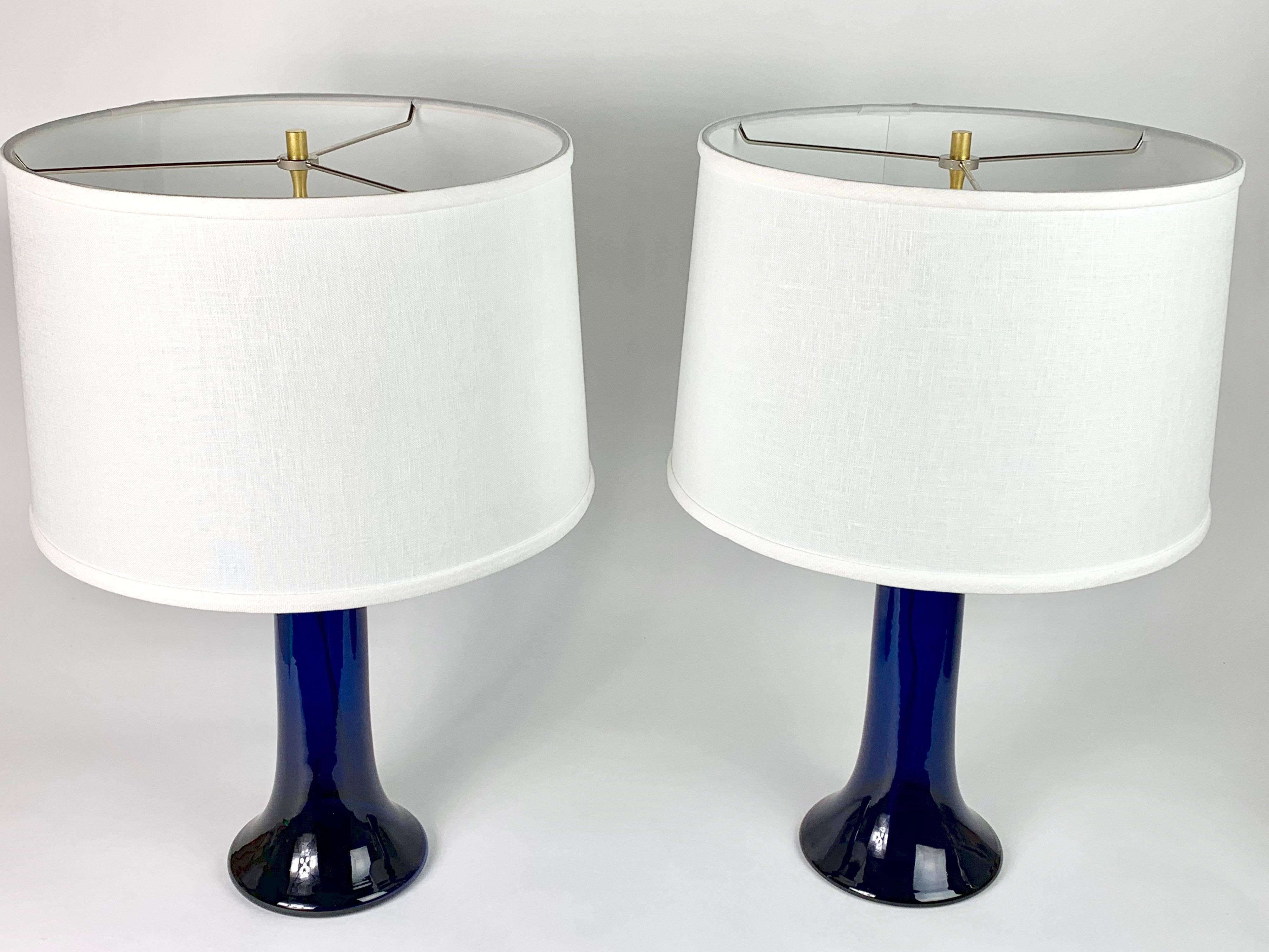 Swedish Deep Blue Glass Lamps by Luxus, Sweden, 1980 For Sale