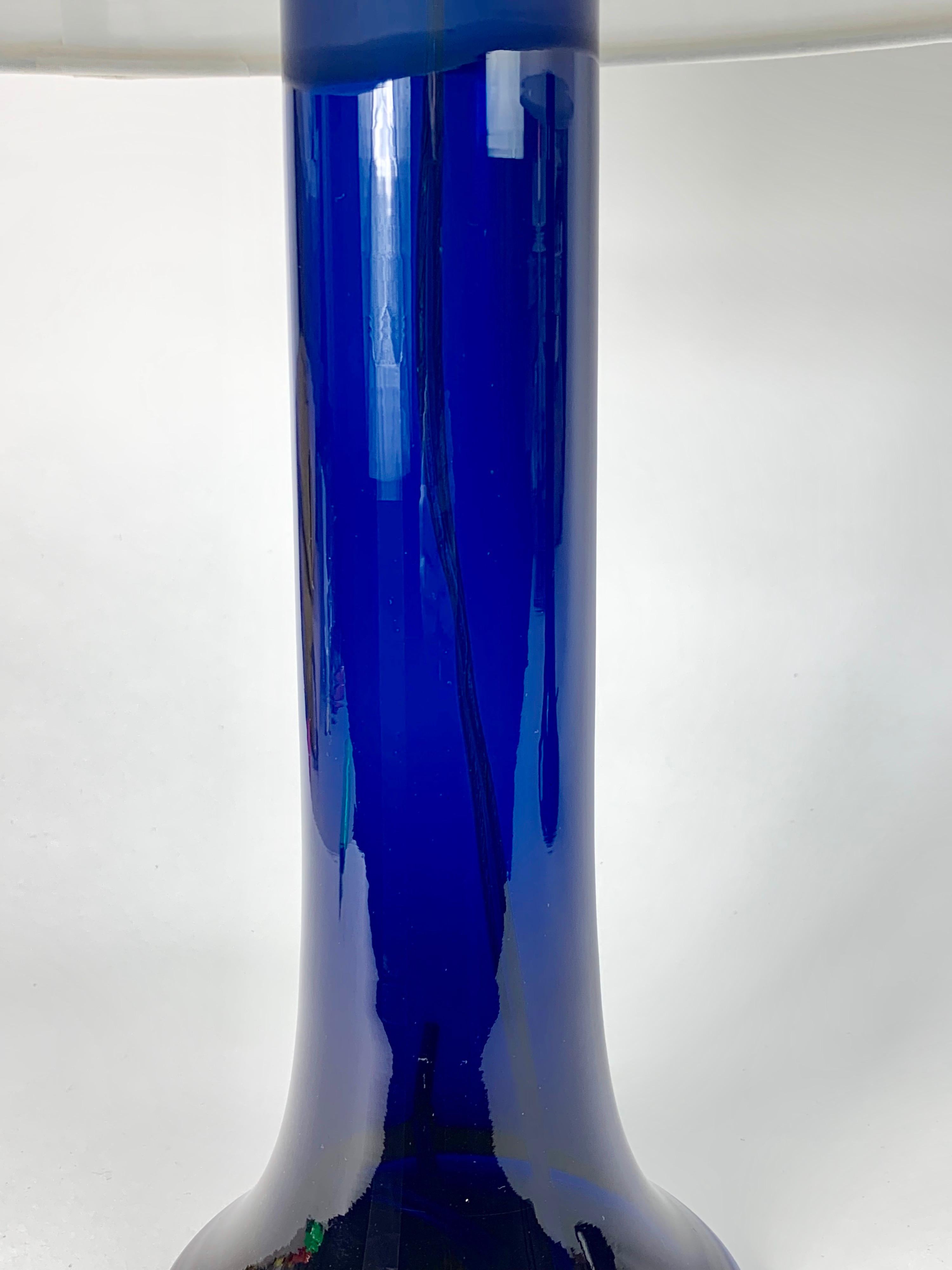 Hand-Crafted Deep Blue Glass Lamps by Luxus, Sweden, 1980 For Sale