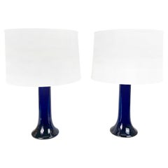 Deep Blue Glass Lamps by Luxus, Sweden, 1980