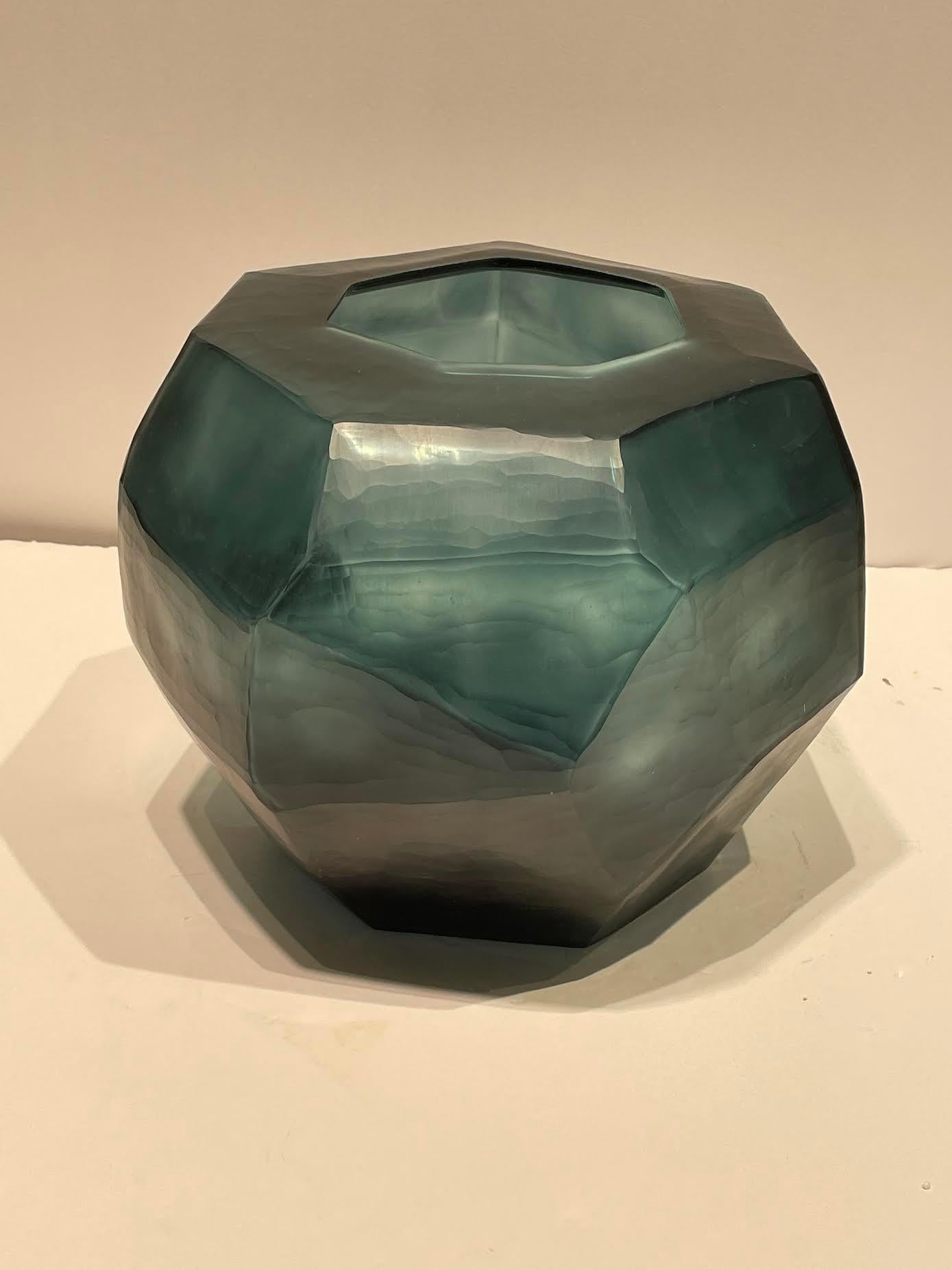Deep Blue Glass Vase, Romania, Contemporary 4