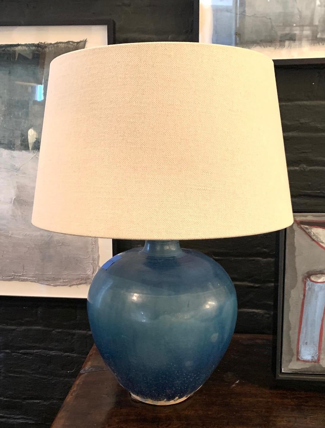 Chinese Deep Blue Glazed Pair Lamps, China, Contemporary