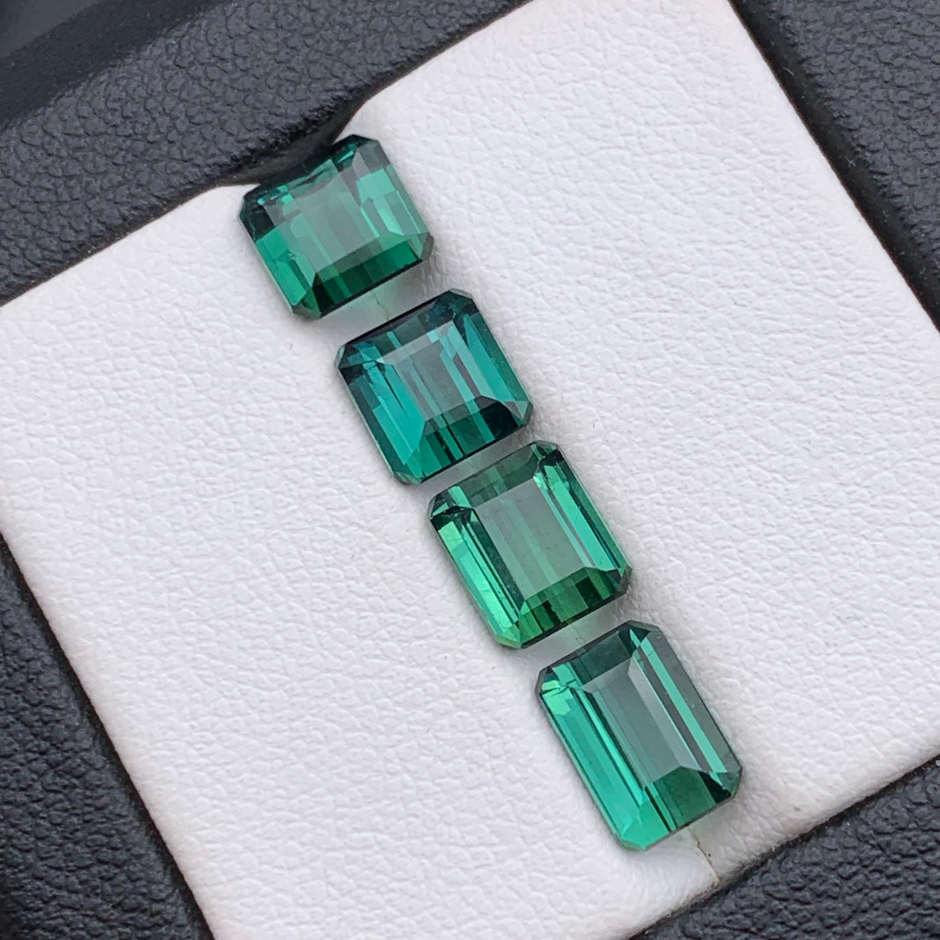 Deep Blue Green Natural Tourmaline Jewelry Size Loose Gemstones Lot 6.70 Carat For Sale 4