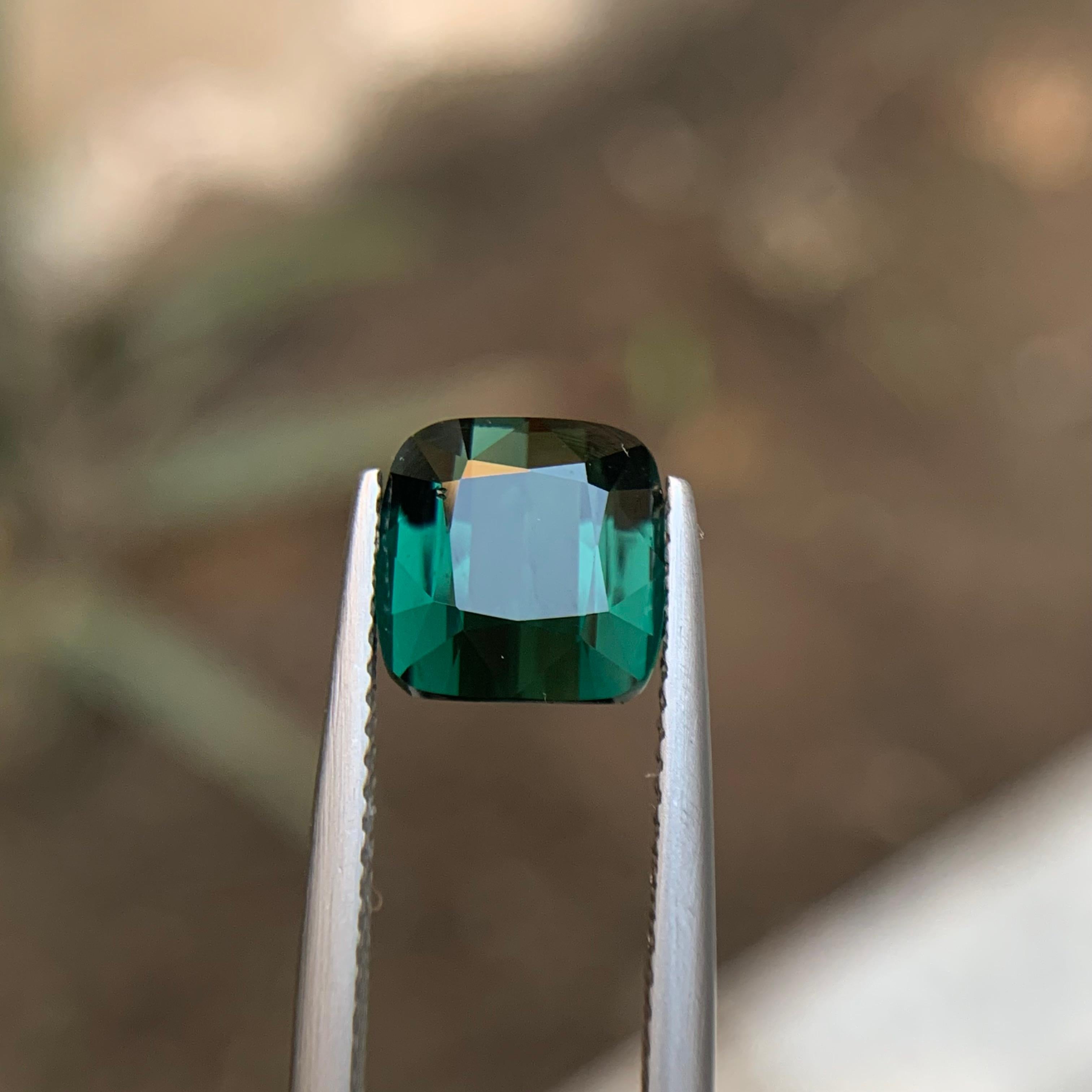 Bague en tourmaline naturelle bleu profond, pierre précieuse non sertie de 3,05 carats, taille coussin en vente 5