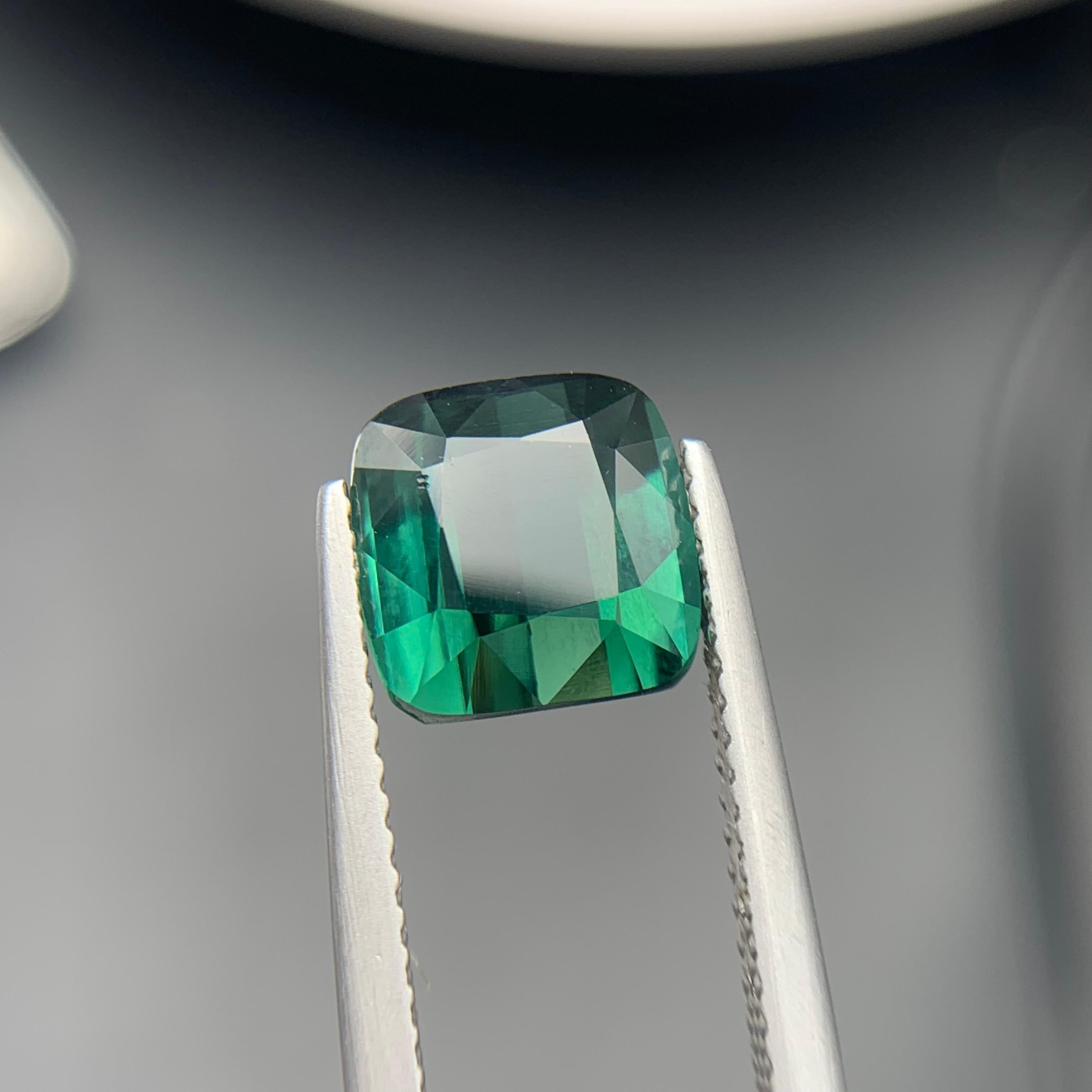 Bague en tourmaline naturelle bleu profond, pierre précieuse non sertie de 3,05 carats, taille coussin en vente 6