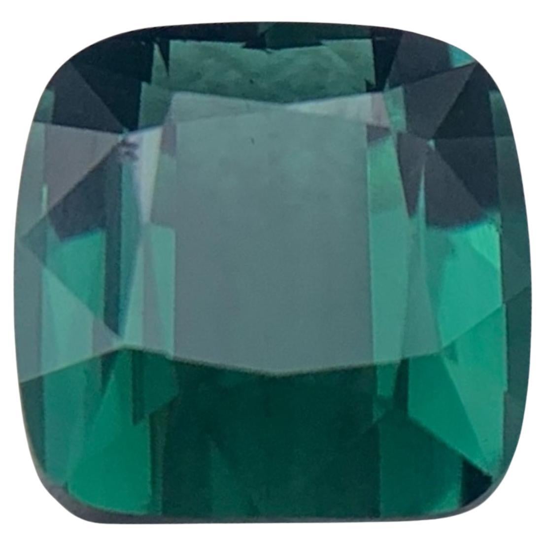 Anillo de turmalina natural verde azul profundo Piedra suelta 3,05 qt Joya talla cojín