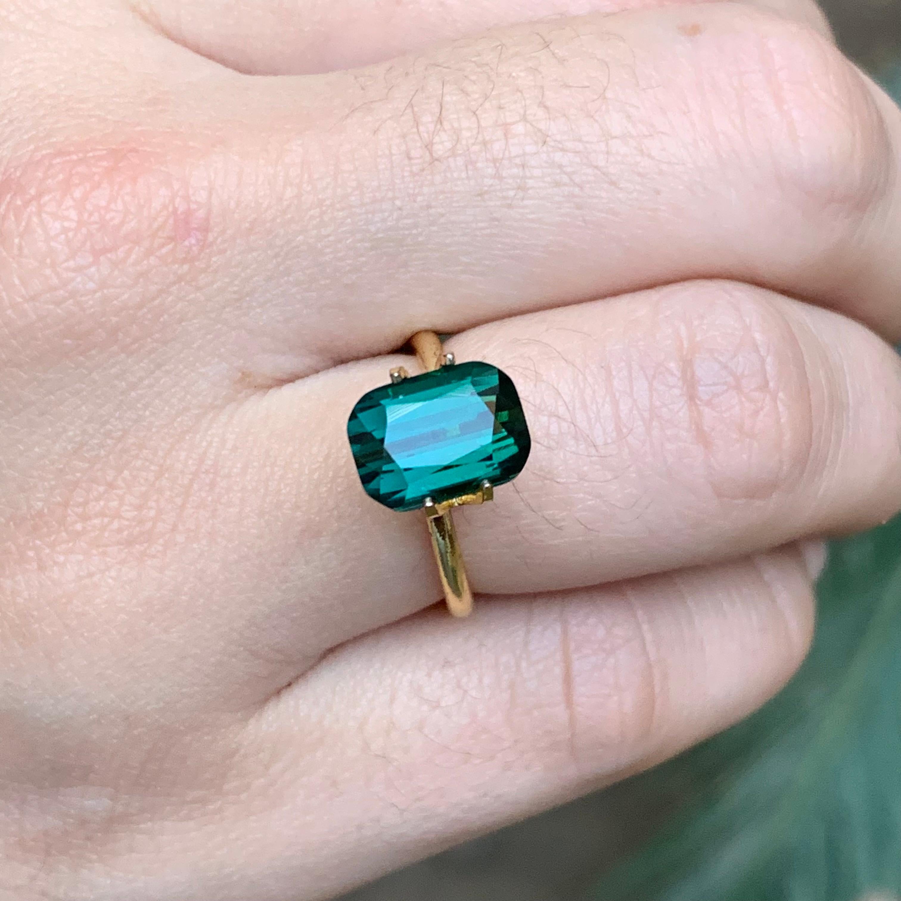 Tiefblauer grüner Turmalin 4.81 Ct Cushion Cut Natürlicher loser Edelstein für Ring im Angebot 5