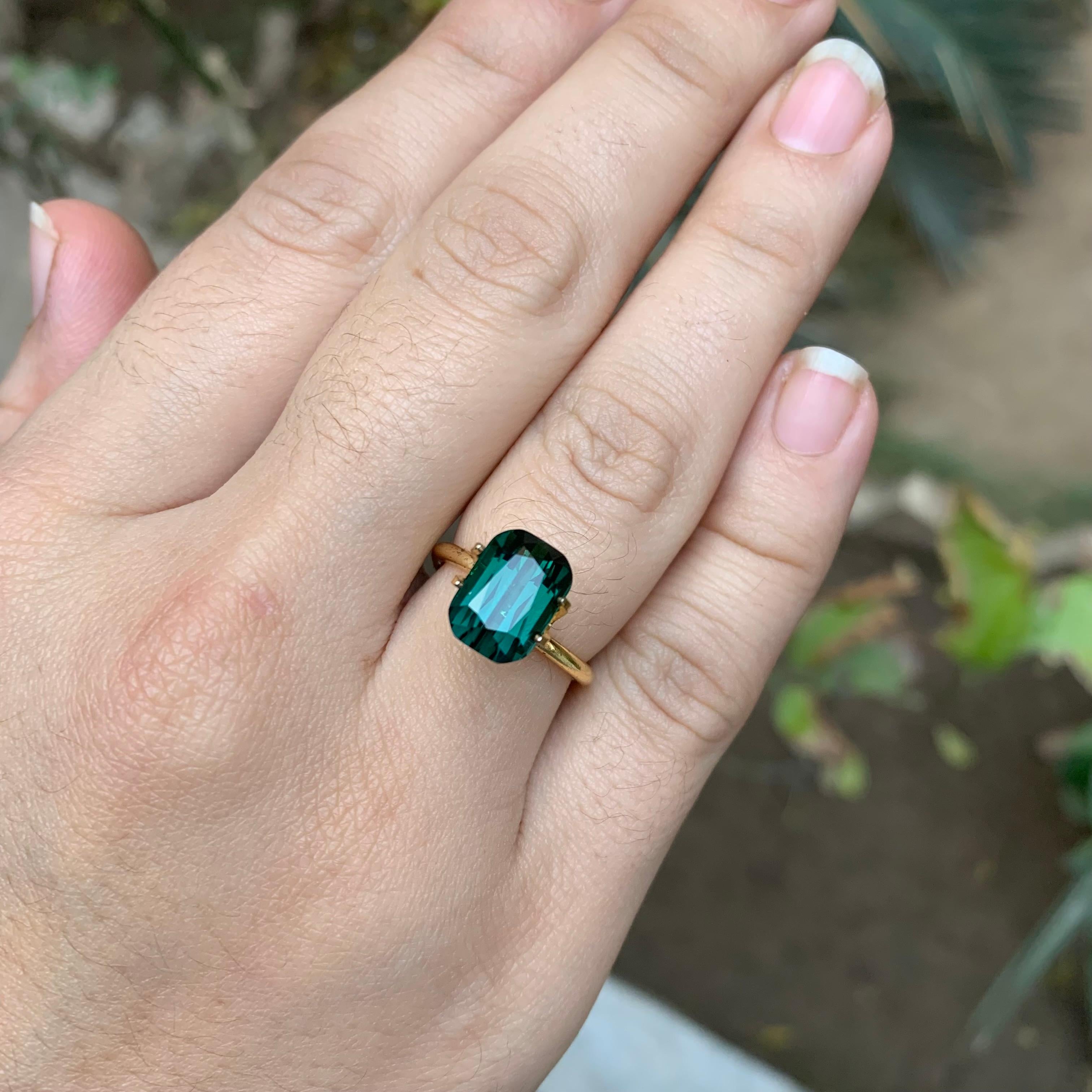 Tiefblauer grüner Turmalin 4.81 Ct Cushion Cut Natürlicher loser Edelstein für Ring im Angebot 6