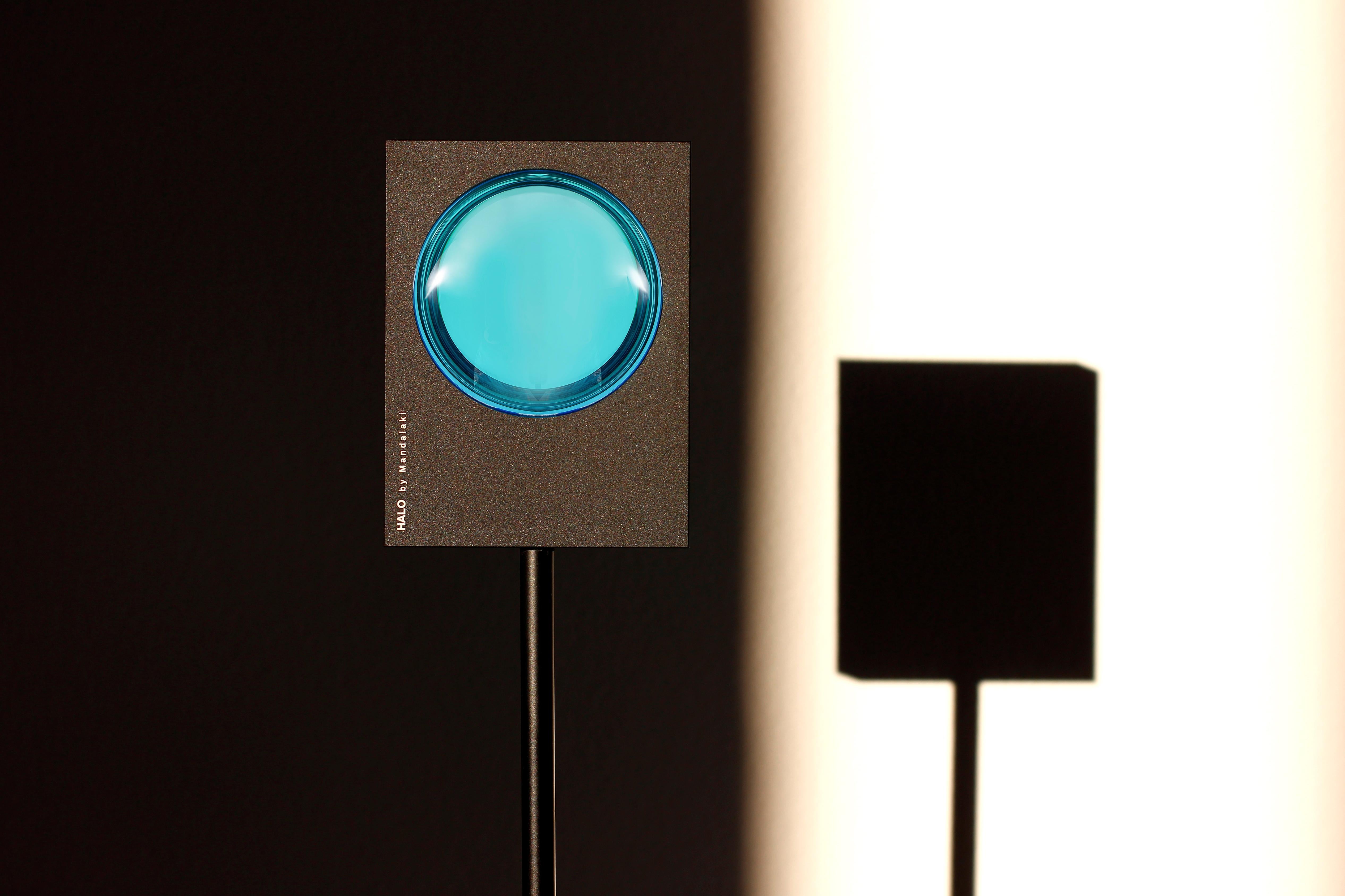 Aluminum Deep Blue Halo One Floor Lamp by Mandalaki