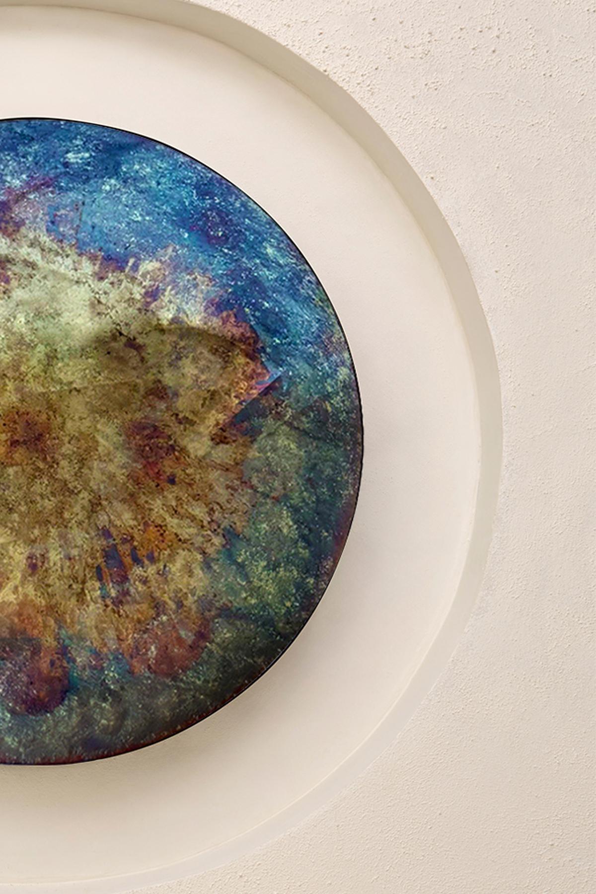 Post-Modern Limited Edition Deep Blue III Convex Multicolor Oxidized Mirror by Homa For Sale