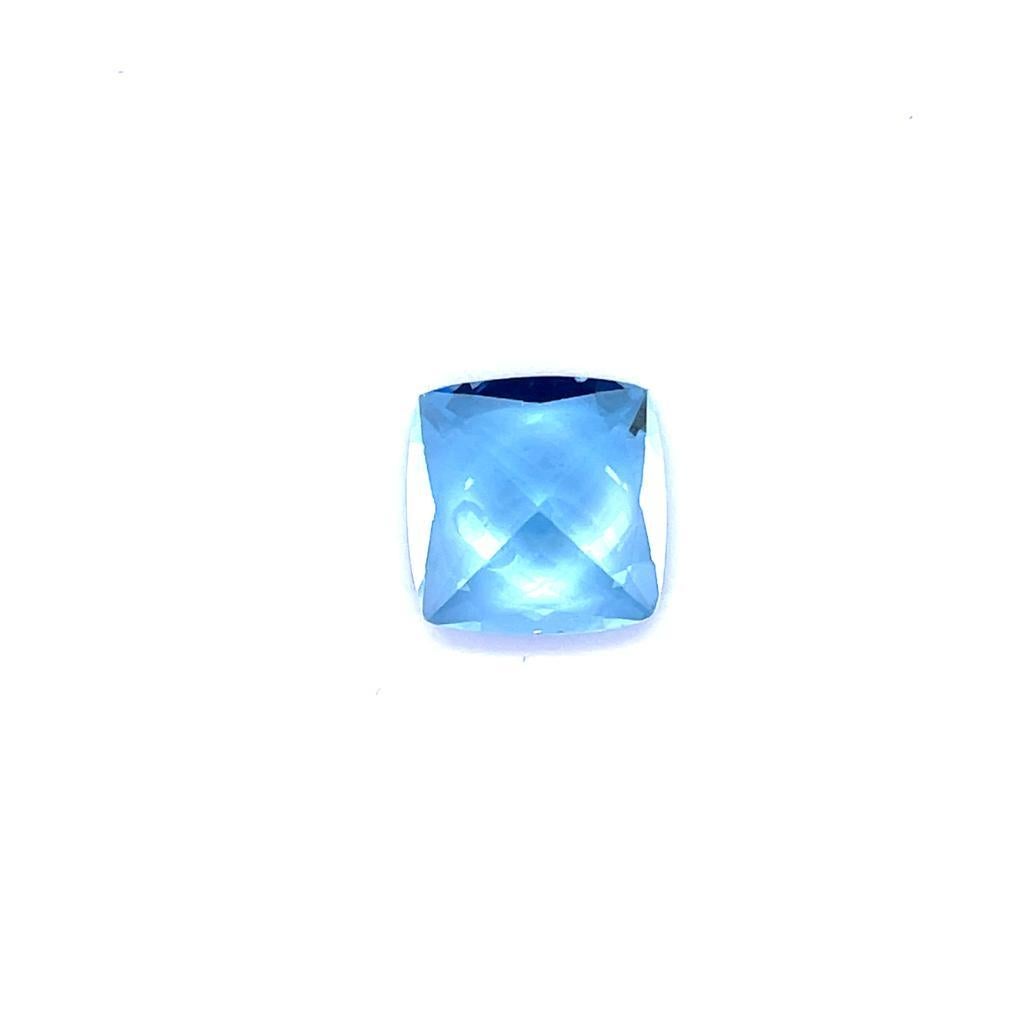 Cushion Cut Deep Blue Natural Aquamarine Loose Gemstone 11.96 Carats Aquamarine Ring For Sale