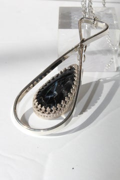 Dark Blue Pietersite Necklace and Earrings Set