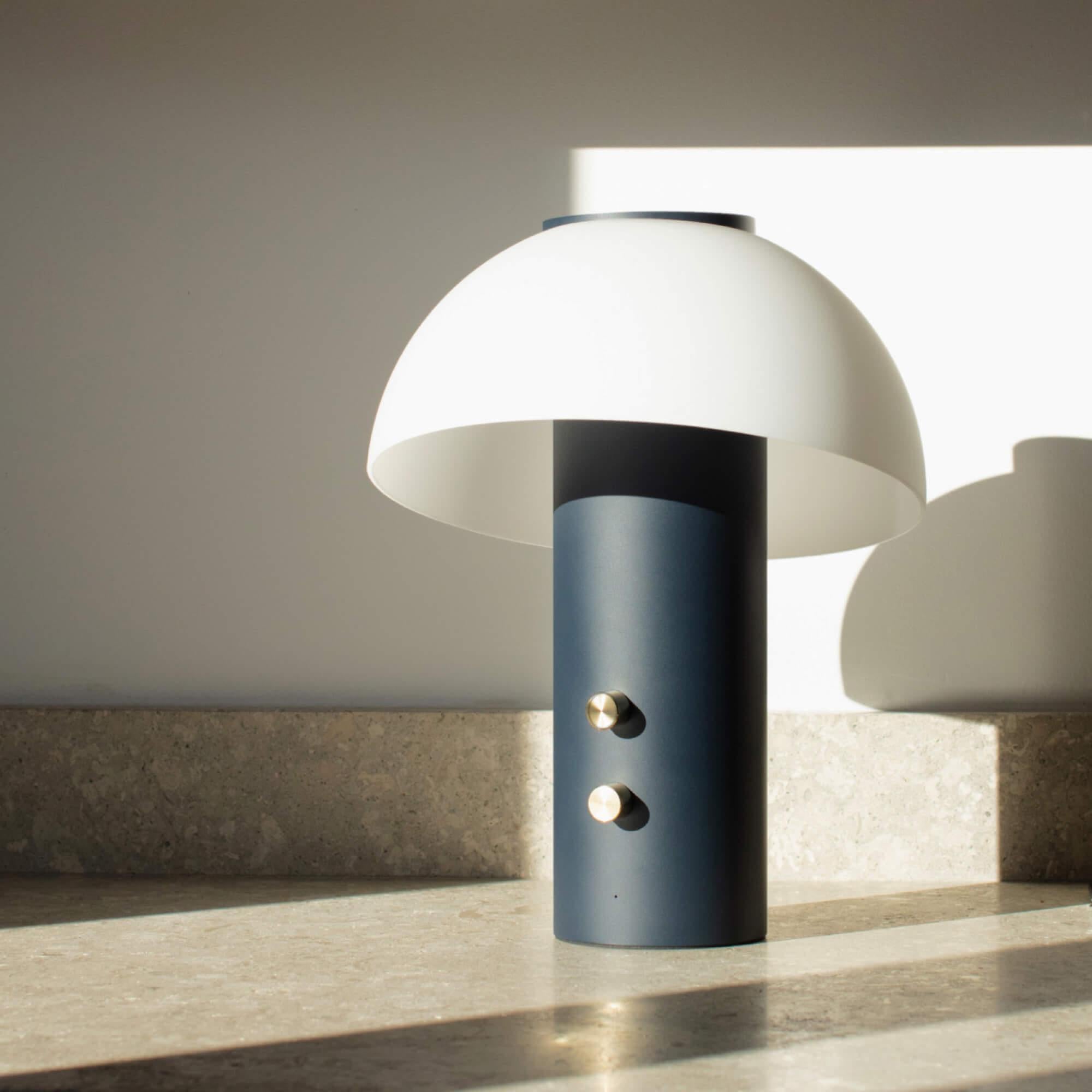 French Deep Blue Piccolo Speaker Lamp by JAUNE STUDIO For Sale