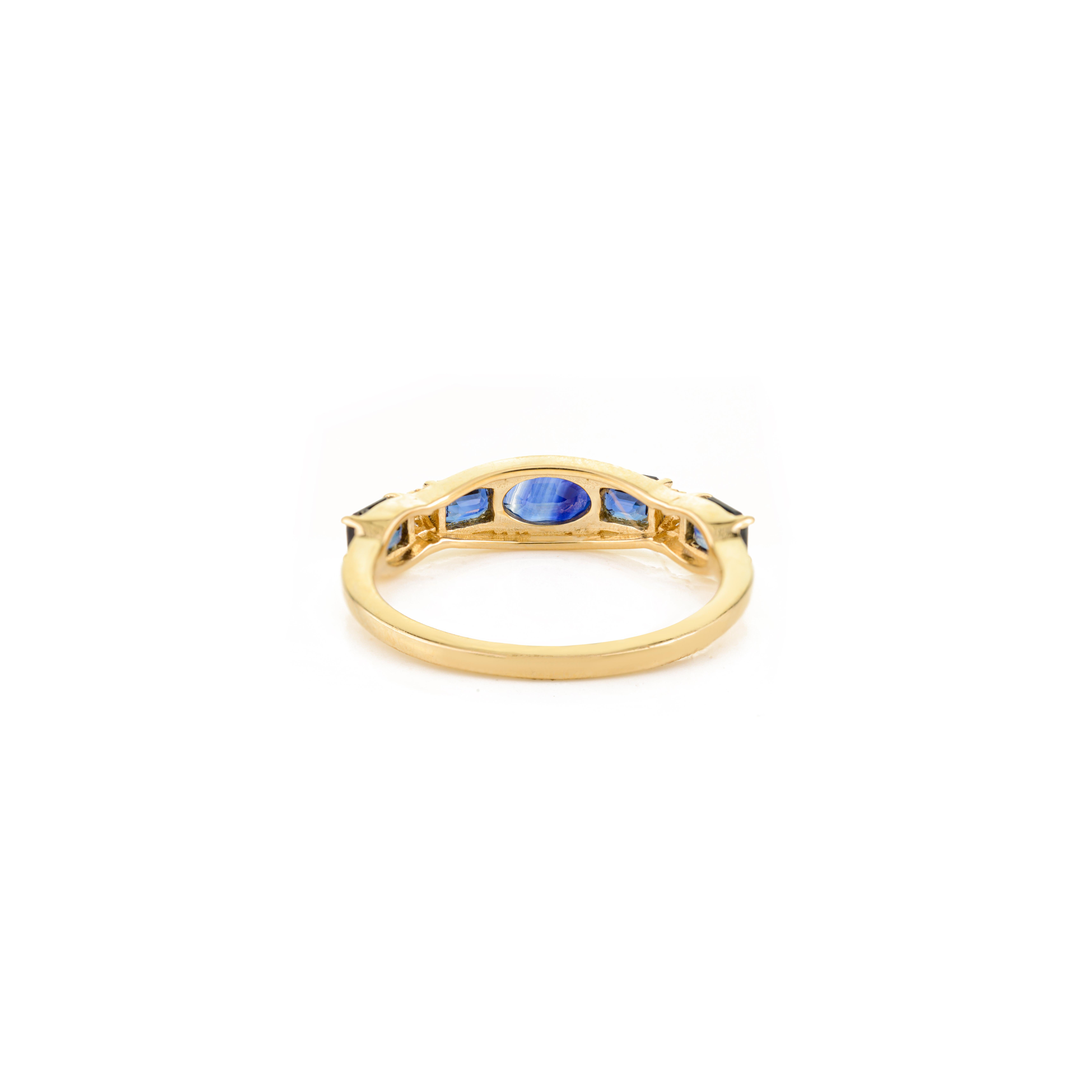 in vendita:  Anello a mezza fascia con zaffiro blu profondo e diamante, regalo per lei in oro giallo 14k 5