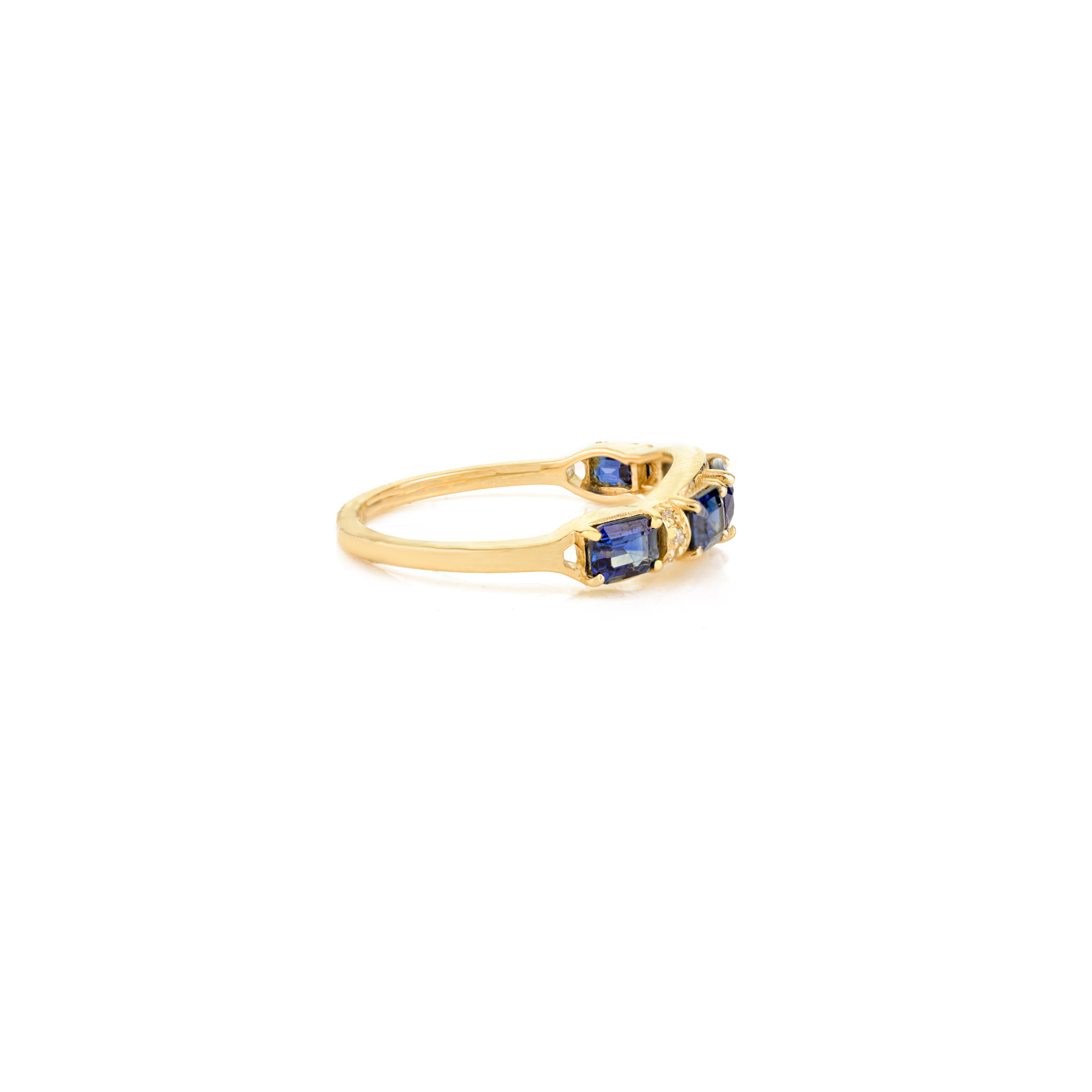 in vendita:  Anello a mezza fascia con zaffiro blu profondo e diamante, regalo per lei in oro giallo 14k 7