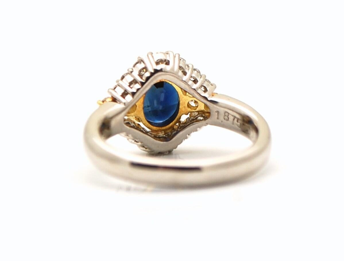 Deep Blue sapphire diamond ring in platinum In New Condition For Sale In Boca Raton, FL