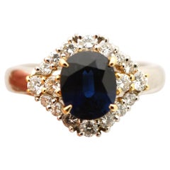Deep Blue sapphire diamond ring in platinum
