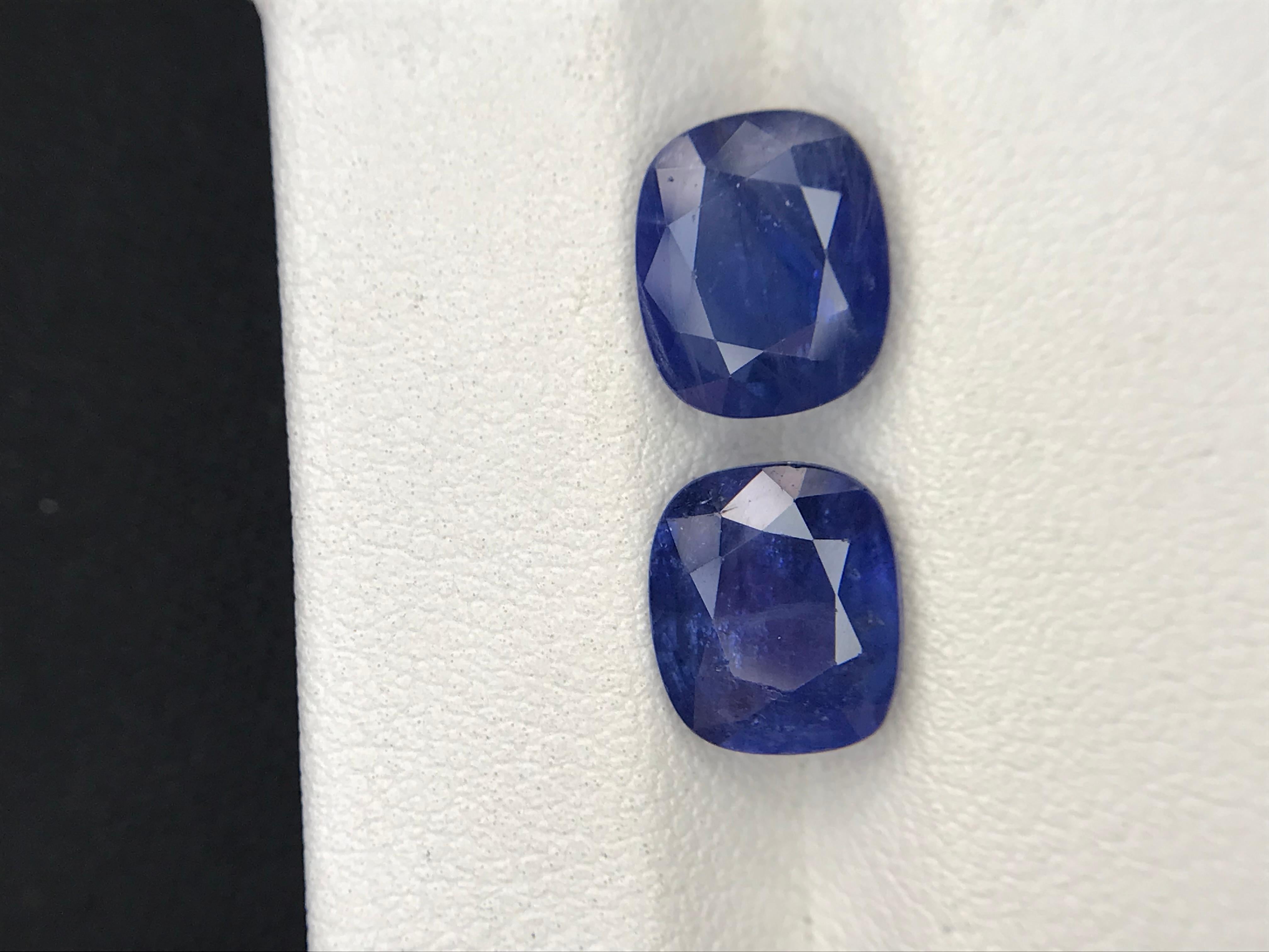 Set di gemme sciolte di zaffiro blu profondo 6,91 carati con taglio a cuscino per orecchini in vendita 5