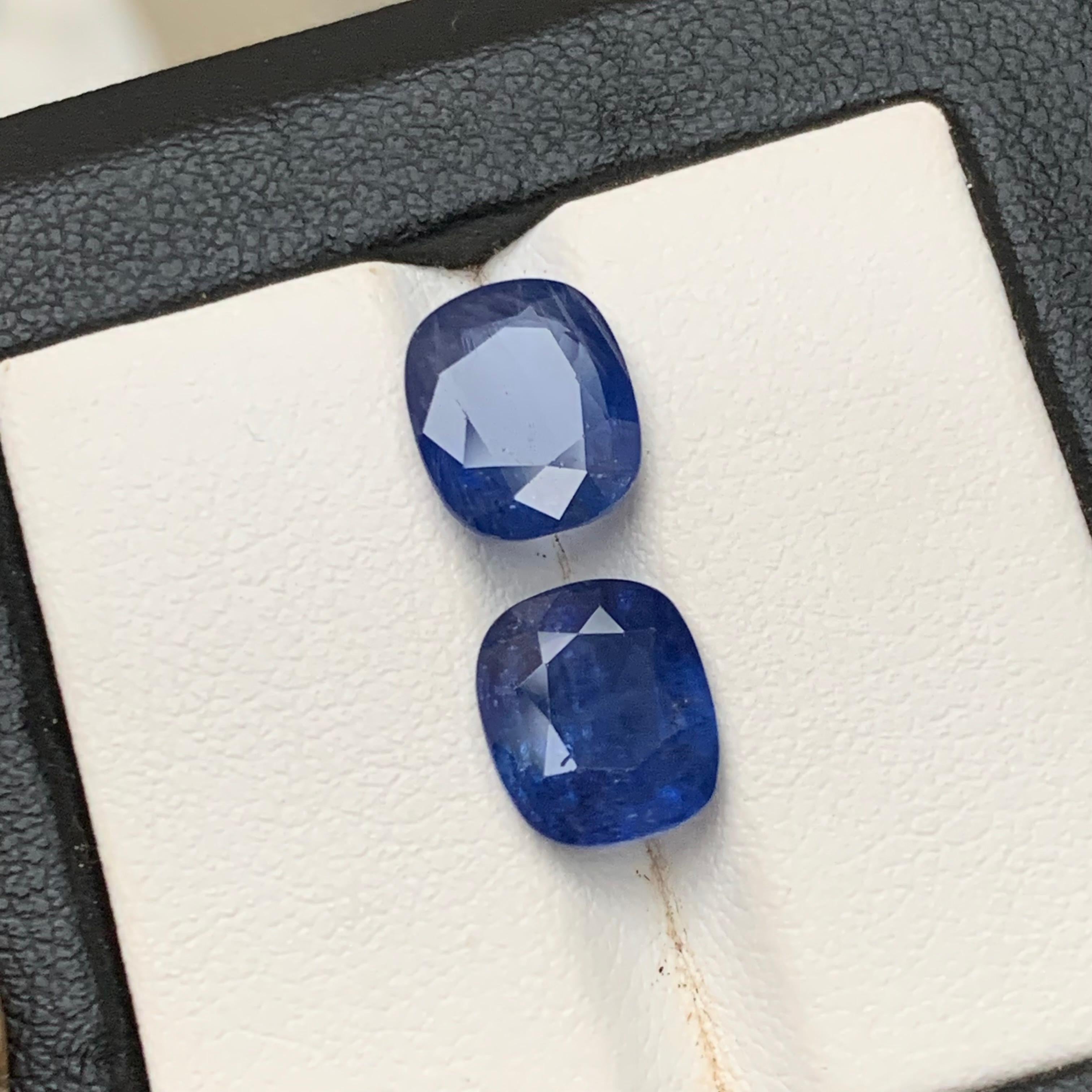 Set di gemme sciolte di zaffiro blu profondo 6,91 carati con taglio a cuscino per orecchini in vendita 7