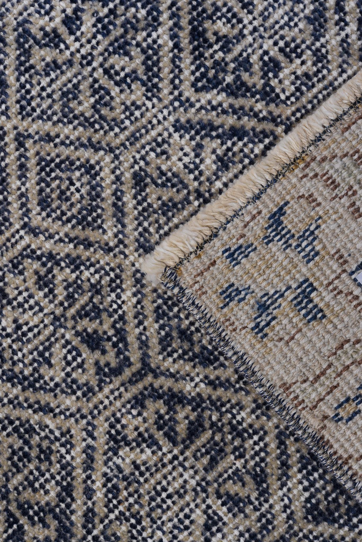20th Century Deep Blue Snowflake Pattern Sparta For Sale