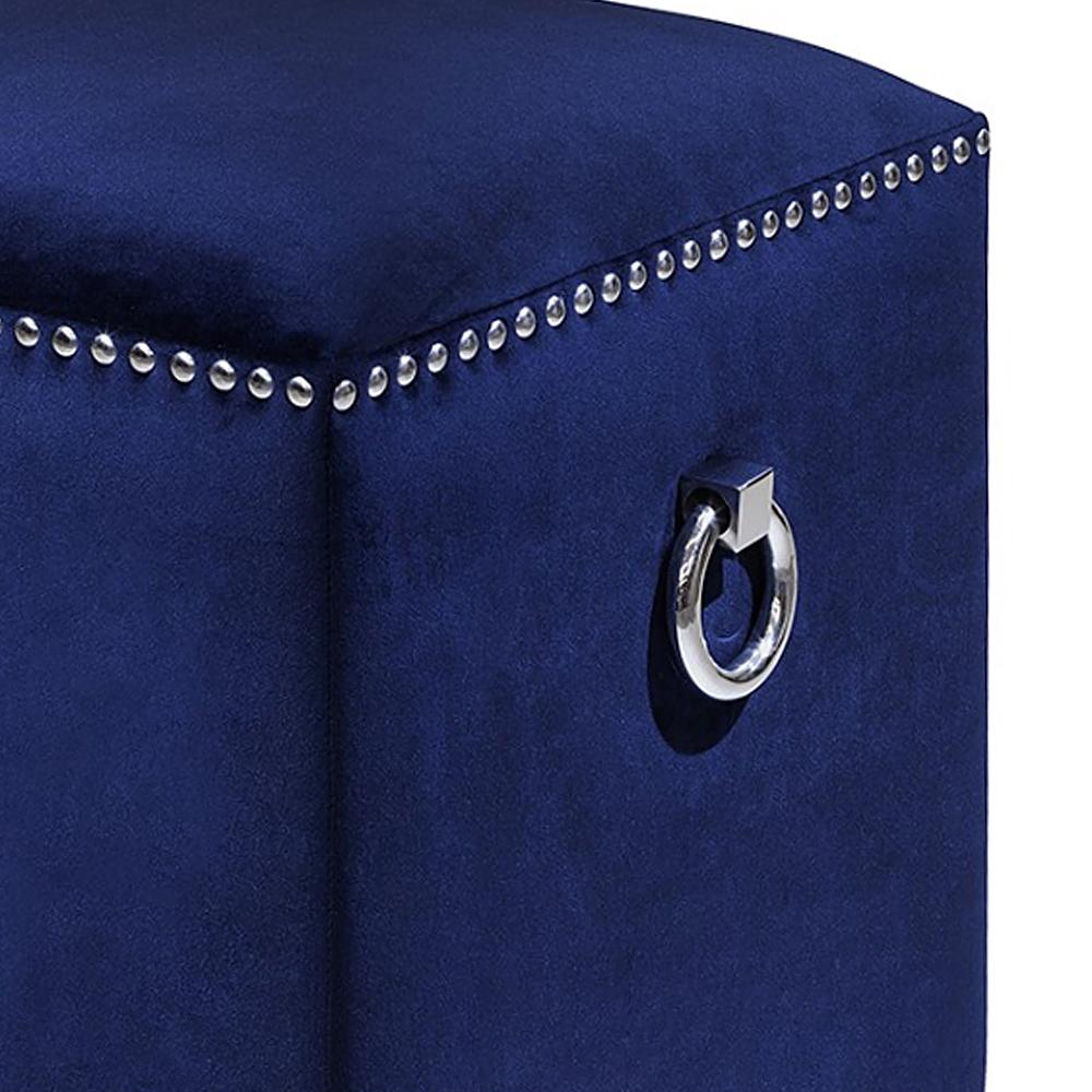 Italian Deep Blue Stool with Blue Velvet Fabric For Sale