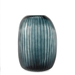 Deep Blue Tall Vertical Rib Vase, Romania, Contemporary