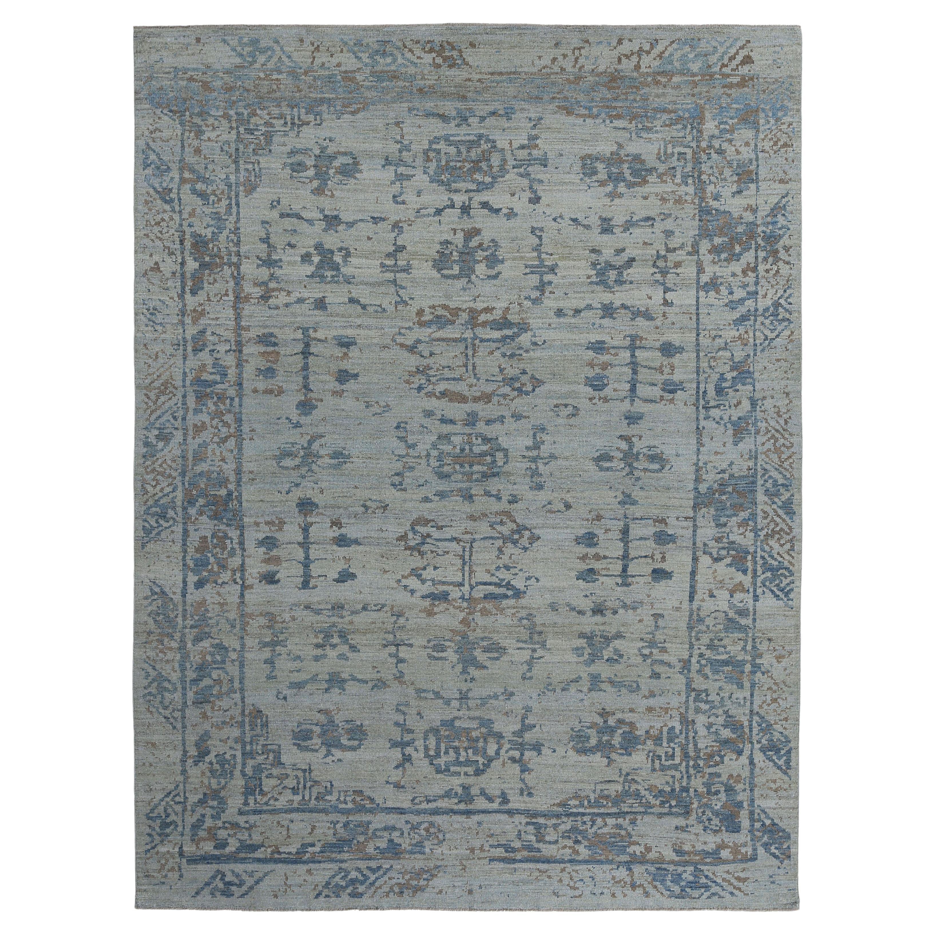 Afghanistan Sultanabad Area Rugs Circa 1990 - Wool Blue Ivory Design - 95521