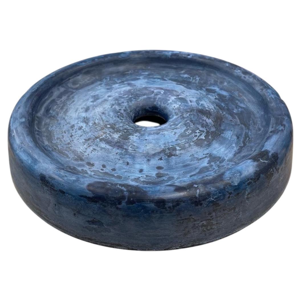 Deep Blue Small Twirl Bowl by Lenny Stopp For Sale