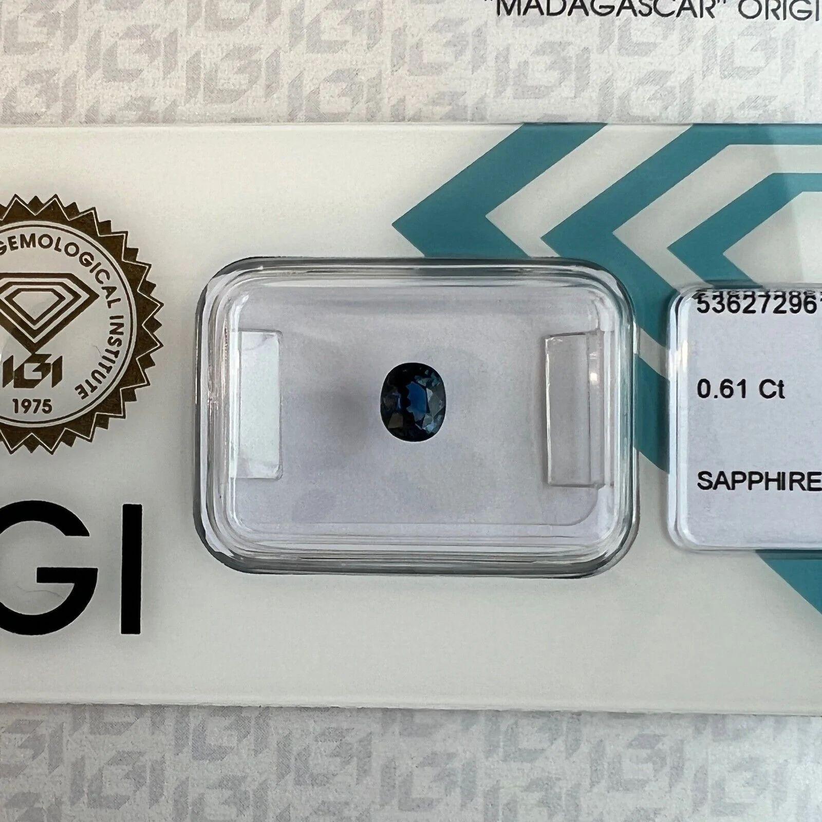 Deep Blue Untreated Oval Cut Sapphire IGI Certified 0.61ct Loose Rare Gem For Sale 2