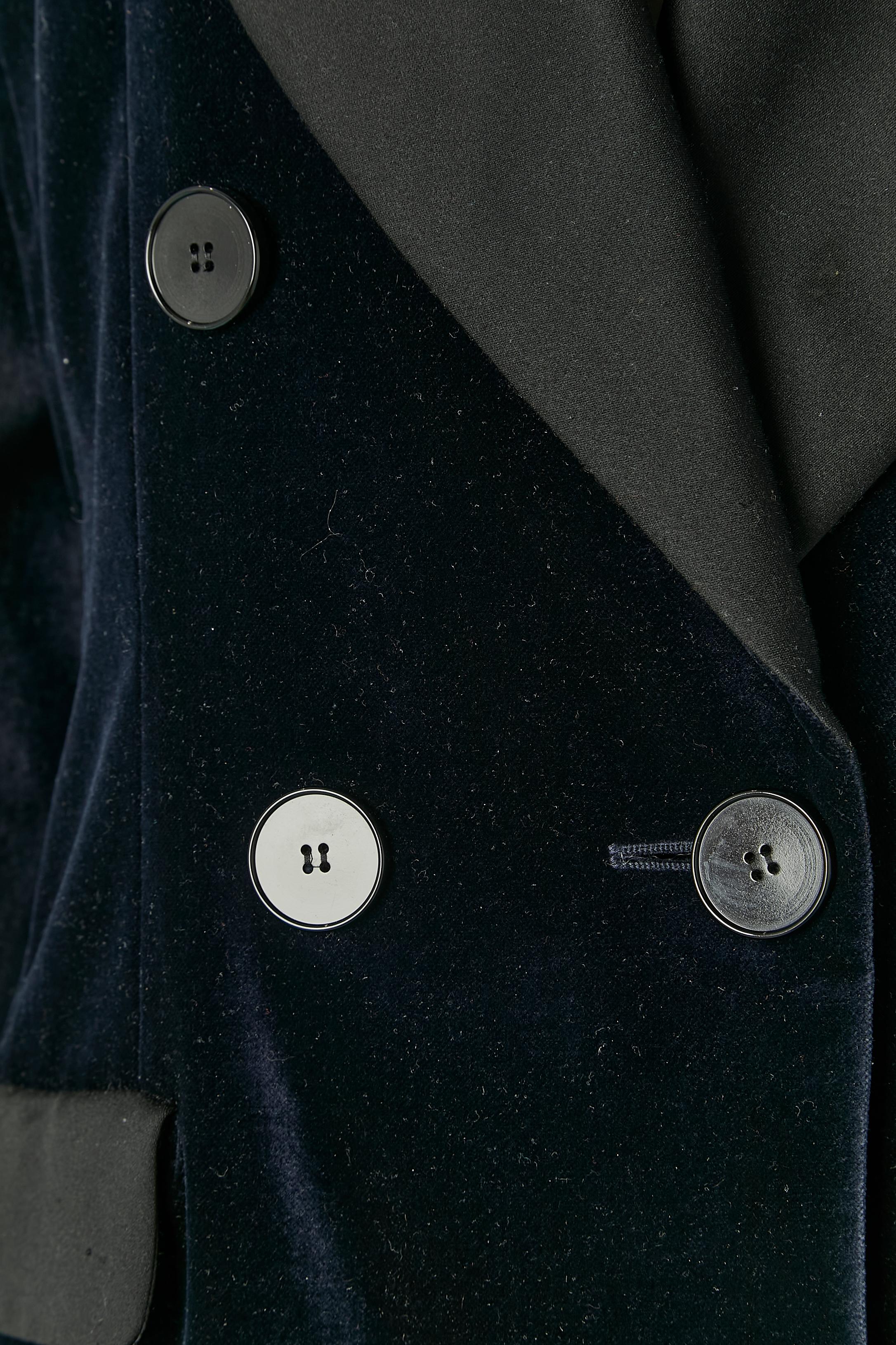 Tiefblaue doppelreihige Samt-Smokingjacke Yves Saint Laurent Rive Gauche (Schwarz) im Angebot