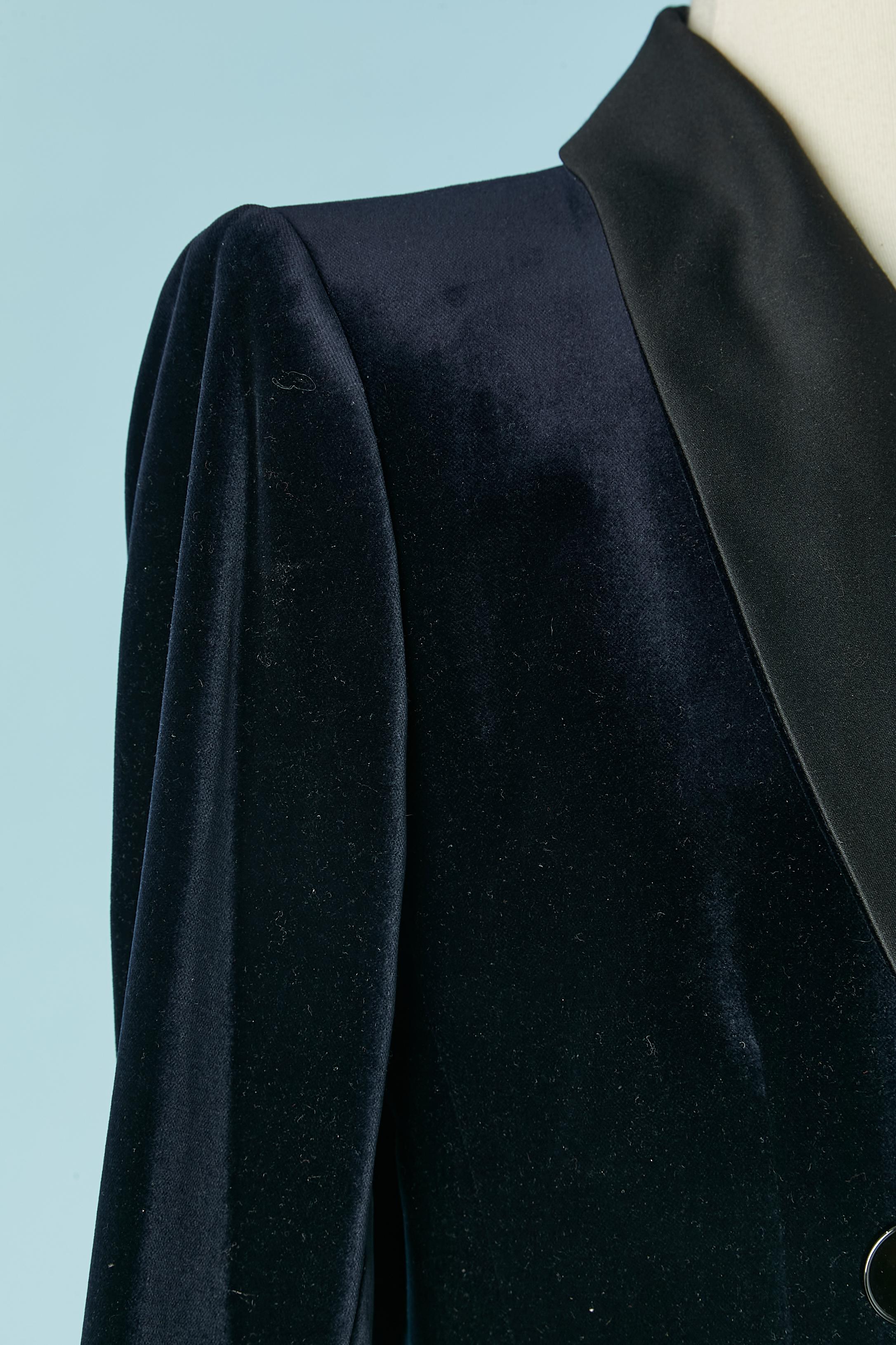 Tiefblaue doppelreihige Samt-Smokingjacke Yves Saint Laurent Rive Gauche im Angebot 1