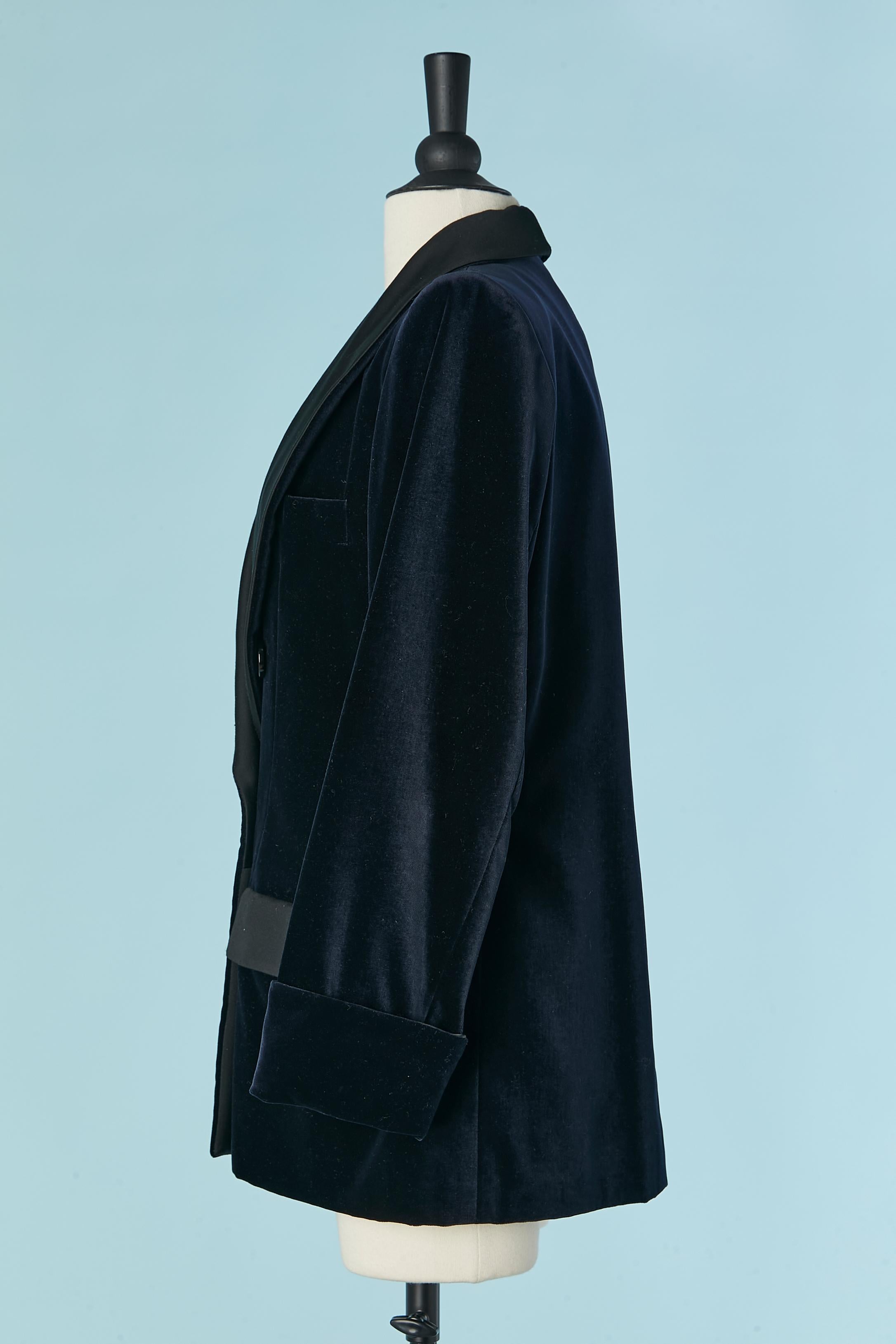 Tiefblaue doppelreihige Samt-Smokingjacke Yves Saint Laurent Rive Gauche im Angebot 2