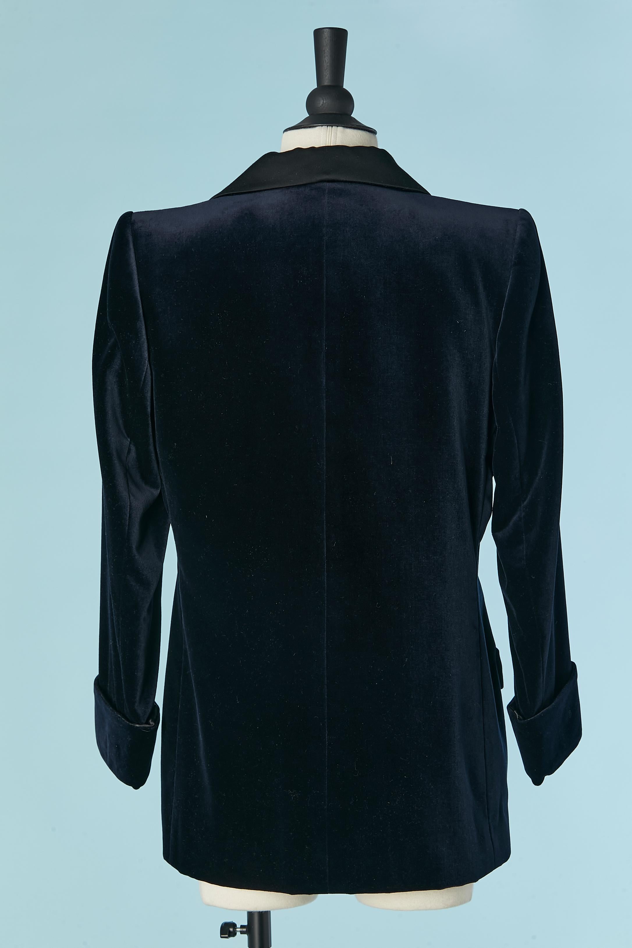 Tiefblaue doppelreihige Samt-Smokingjacke Yves Saint Laurent Rive Gauche im Angebot 3