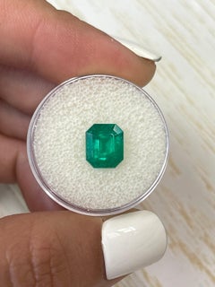 Deep Bluish Green 2.74 Carat Emerald Cut Colombian Emerald Gem - May Birthstone