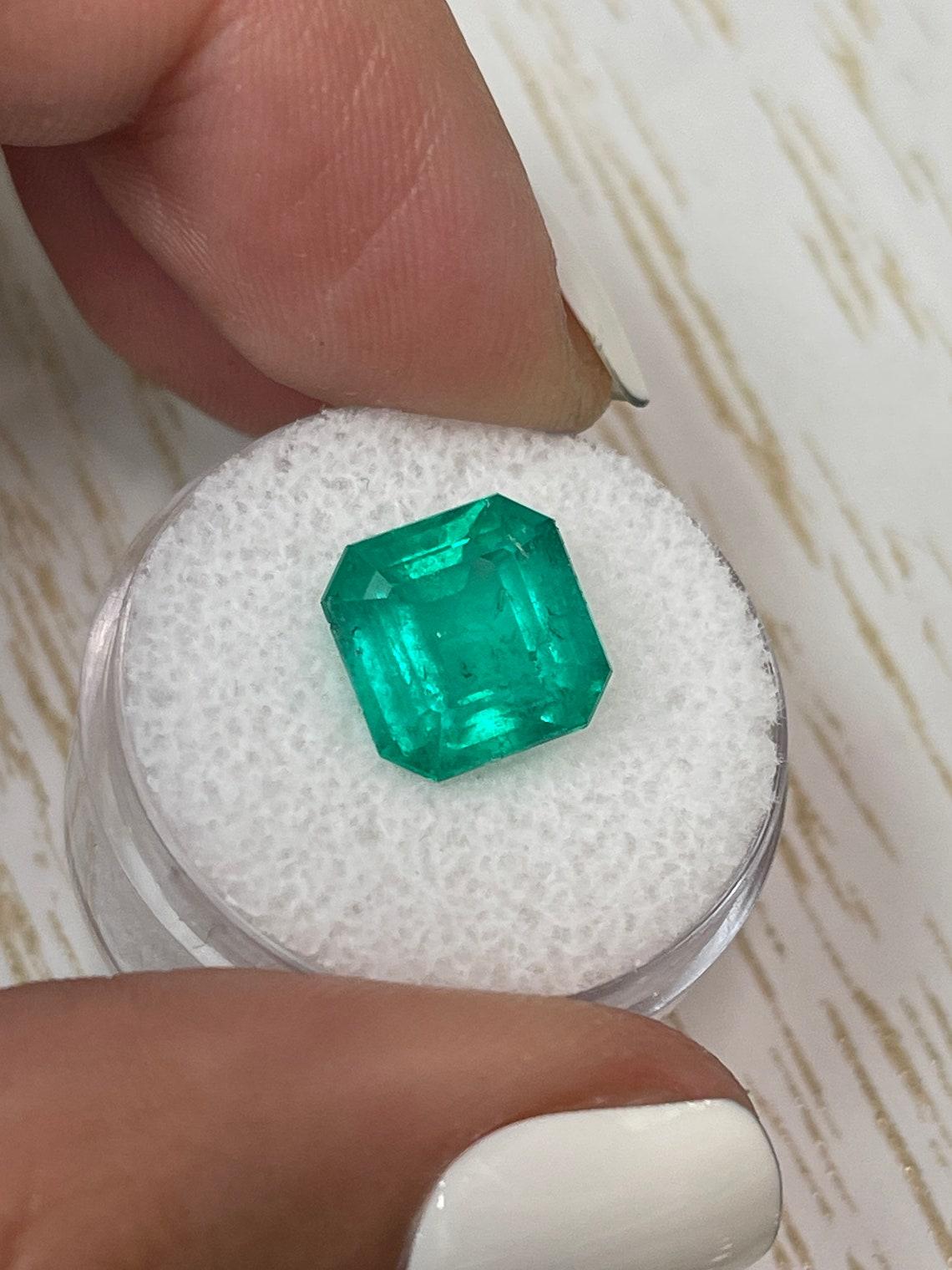 Deep Bluish Green 4,75 Karat Asscher-Schliff kolumbianischen Smaragd Edelstein - Mai Birthstone Damen im Angebot