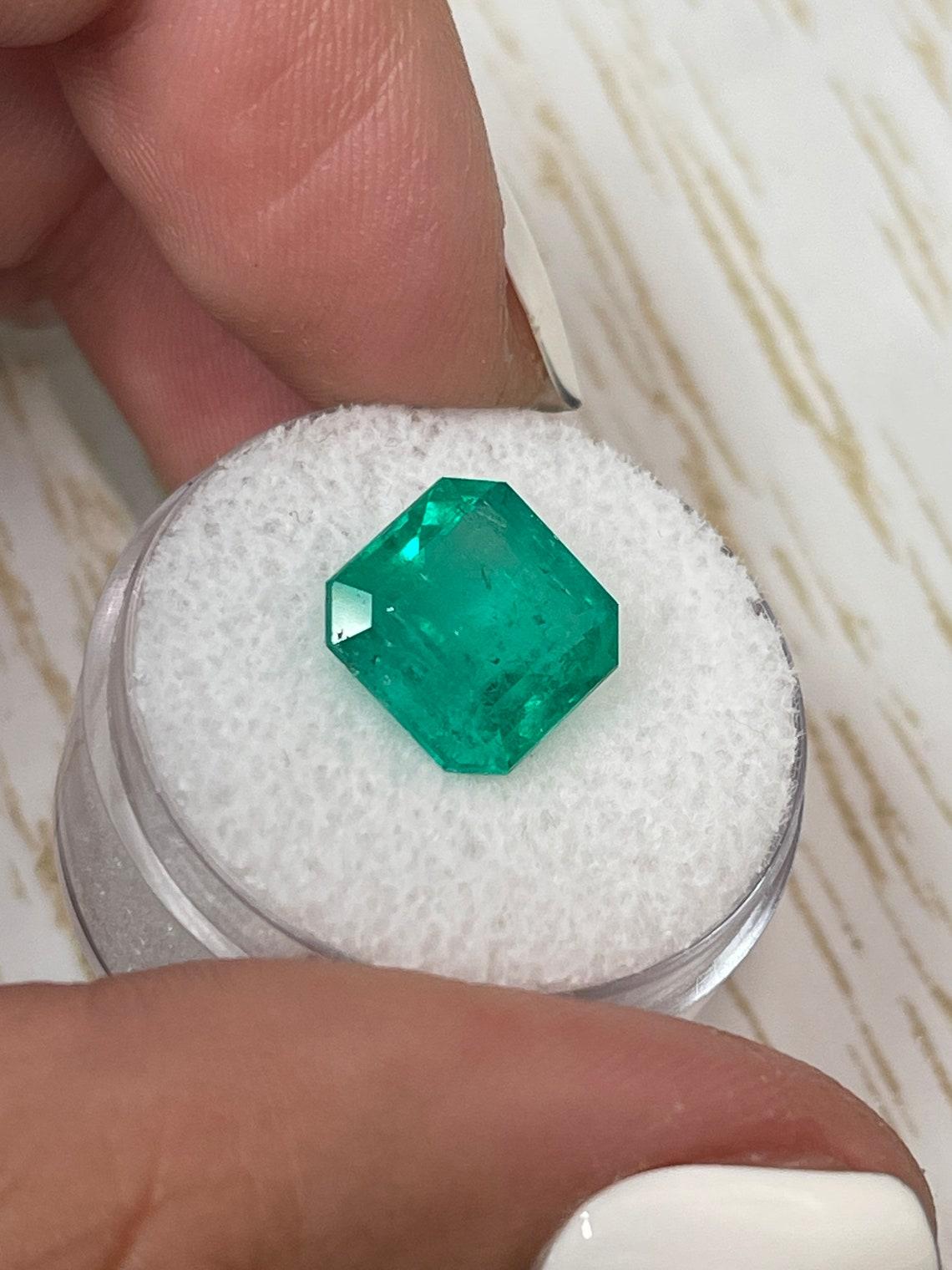 Deep Bluish Green 4,75 Karat Asscher-Schliff kolumbianischen Smaragd Edelstein - Mai Birthstone im Angebot 1