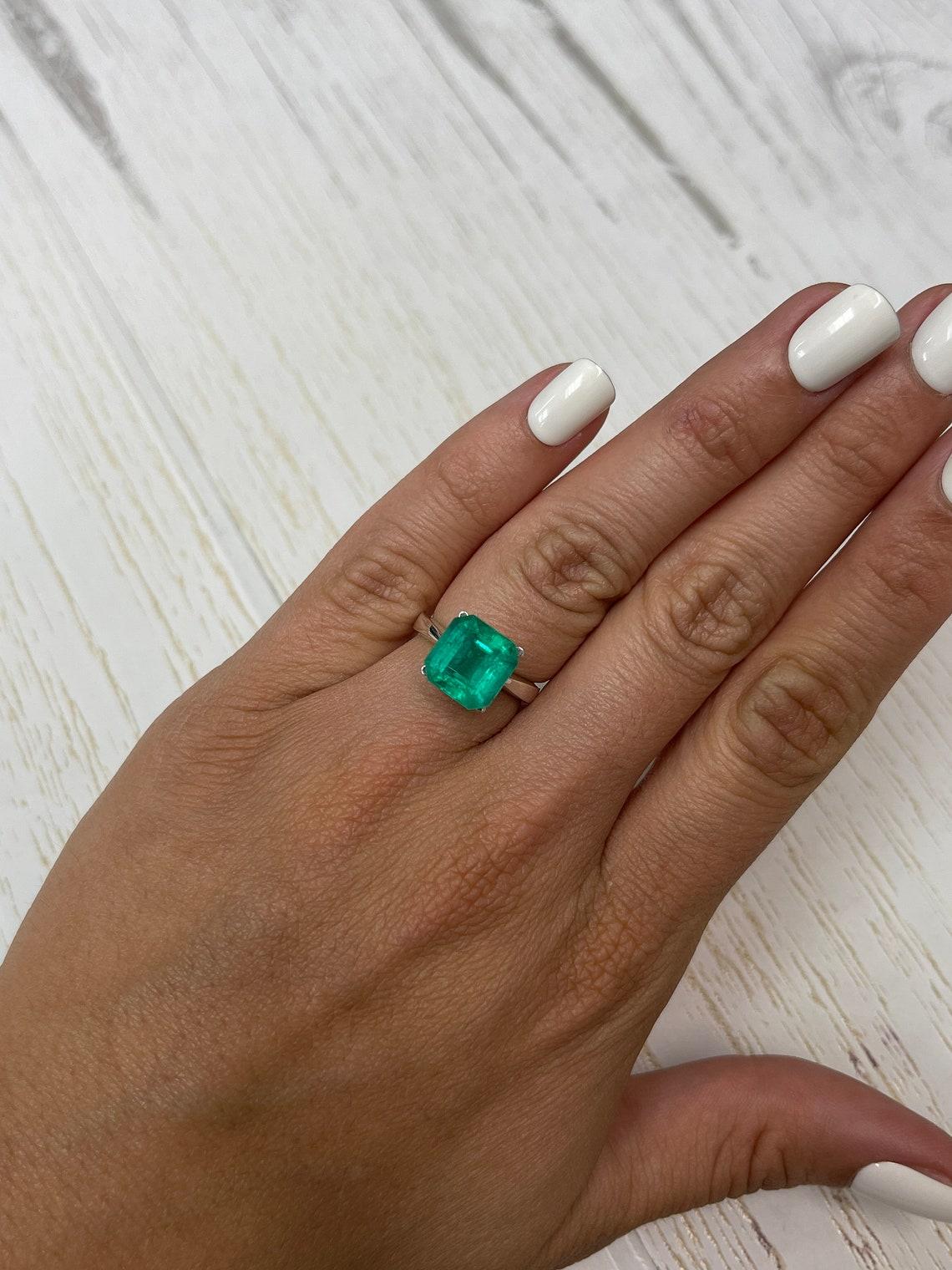 Deep Bluish Green 4,75 Karat Asscher-Schliff kolumbianischen Smaragd Edelstein - Mai Birthstone im Angebot 3