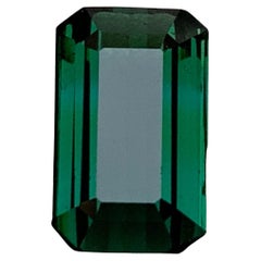 Deep Bluish Green Natural Tourmaline Gemstone 3 Ct Emerald Cut for Ring Jewelry