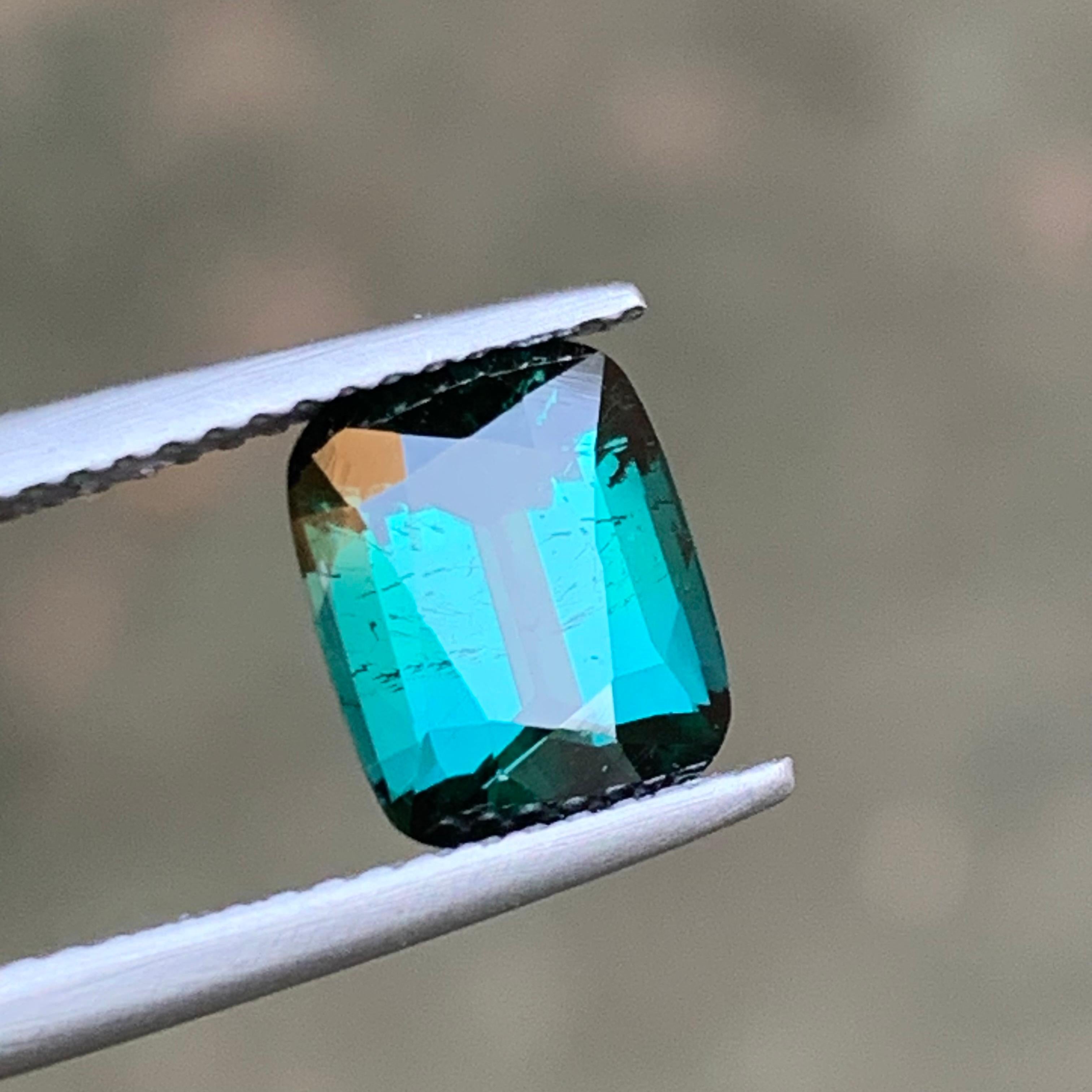Deep Bluish Green Natural Tourmaline Ring Gemstone 2.35 Ct Cushion Cut-Jewelry For Sale 7
