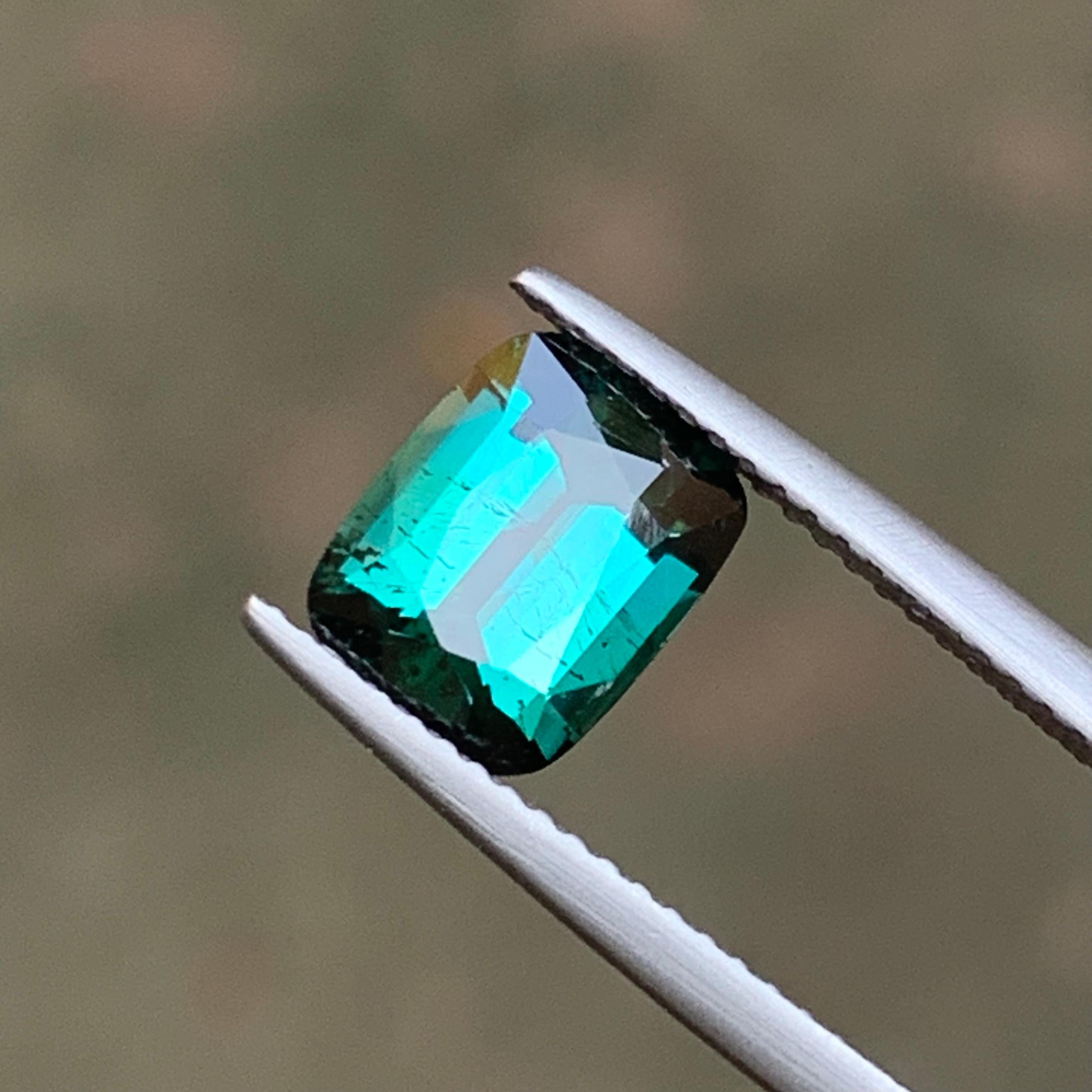 Deep Bluish Green Natural Tourmaline Ring Gemstone 2.35 Ct Cushion Cut-Jewelry For Sale 4