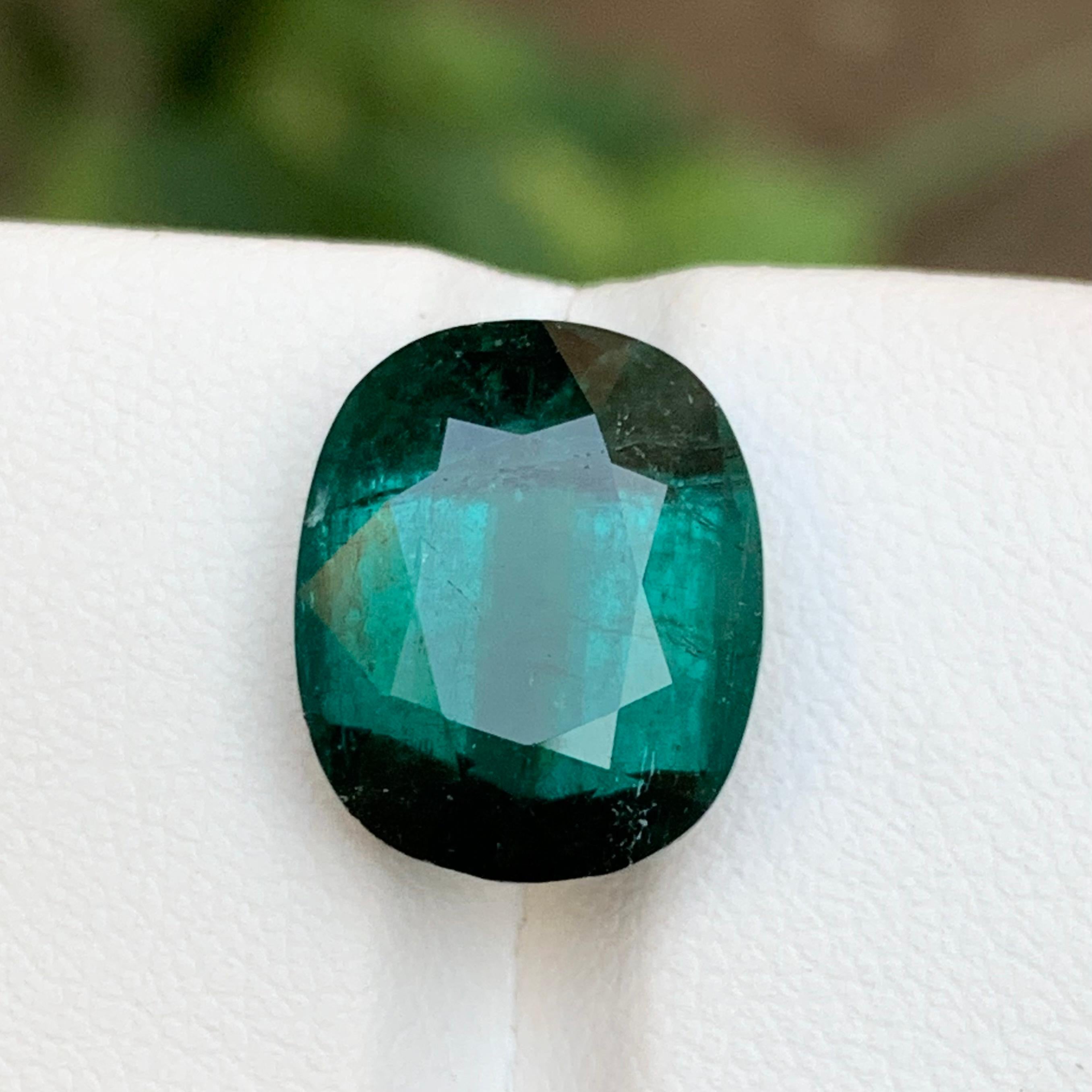 Anello con tormalina naturale verde intenso, ciondolo, pietra preziosa da 8,55 carati con taglio a cuscino in vendita 5