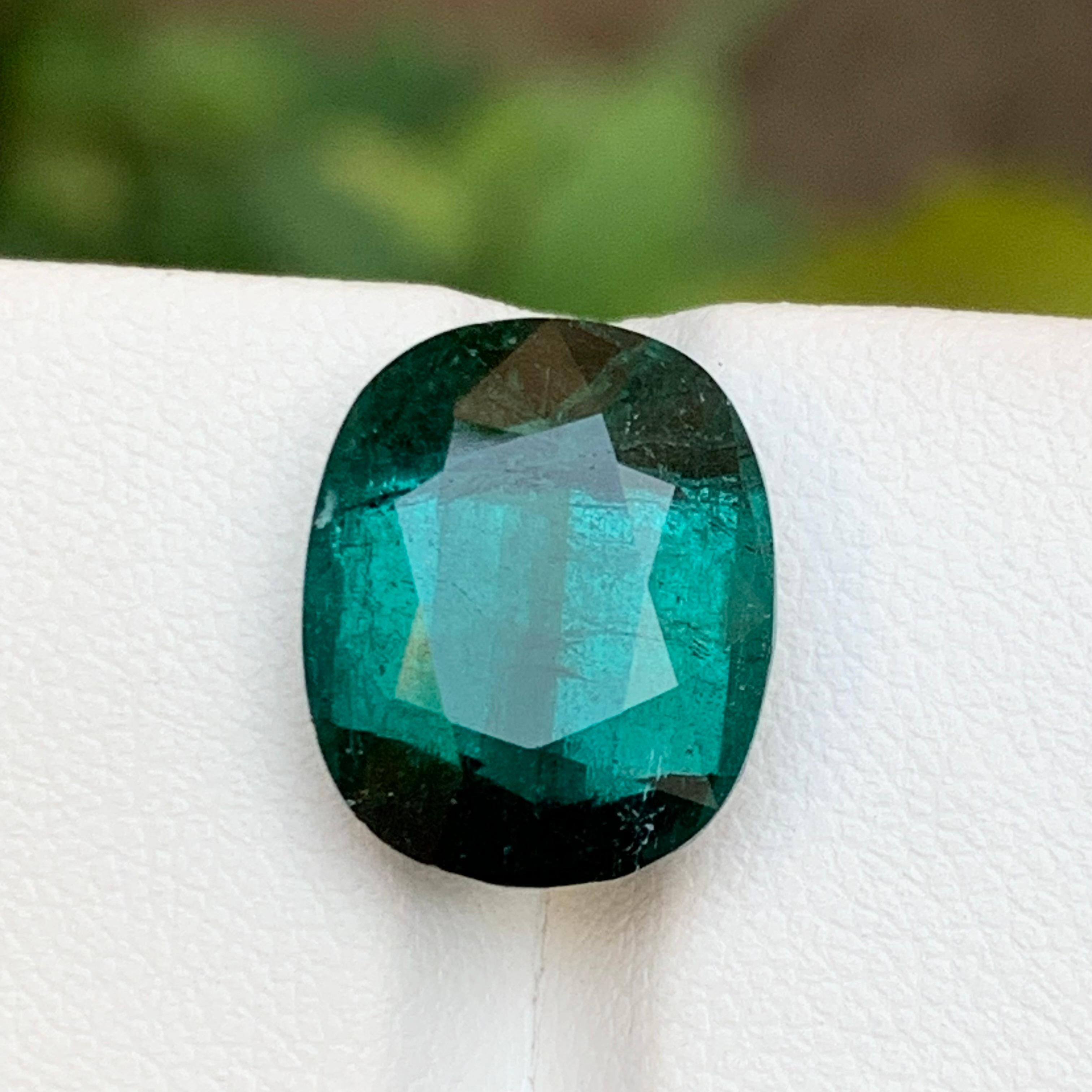 Anello con tormalina naturale verde intenso, ciondolo, pietra preziosa da 8,55 carati con taglio a cuscino in vendita 7