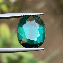 Deep Bluish Green Natural Tourmaline Ring, Pendant Gemstone 8.55 Ct Cushion Cut